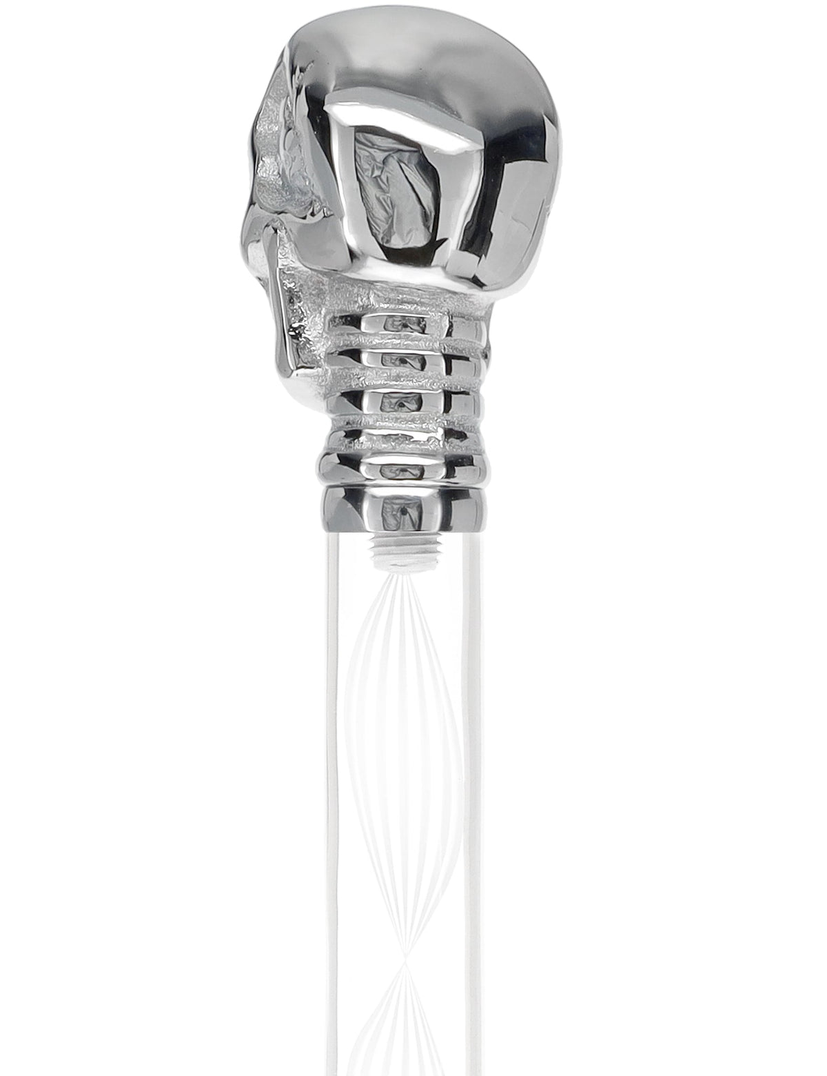 Crystal Elegance Chrome Skull Cane with Invisible Acrylic Shaft Options Clear Lucite Walking Canes - Tophatter Daily Deals