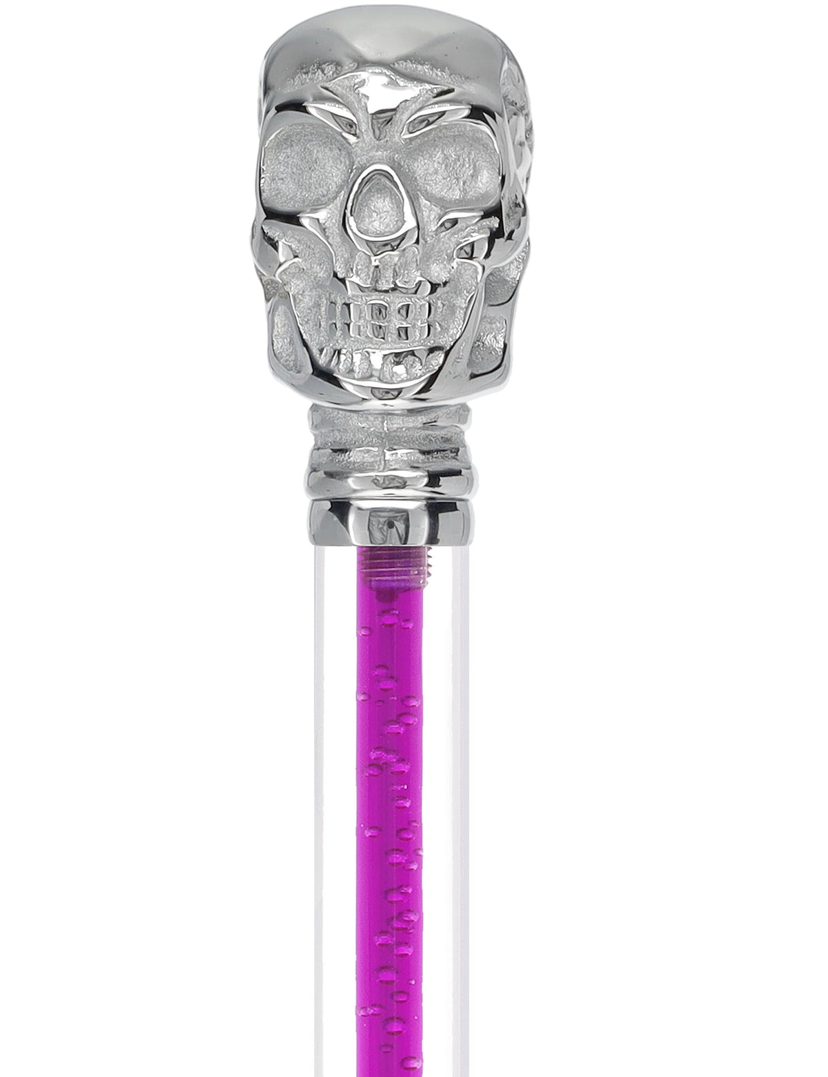 Color Crystal Elegance Chrome Skull Cane with Invisible Acrylic Shaft Options Clear Lucite Walking Canes - Tophatter Daily Deals