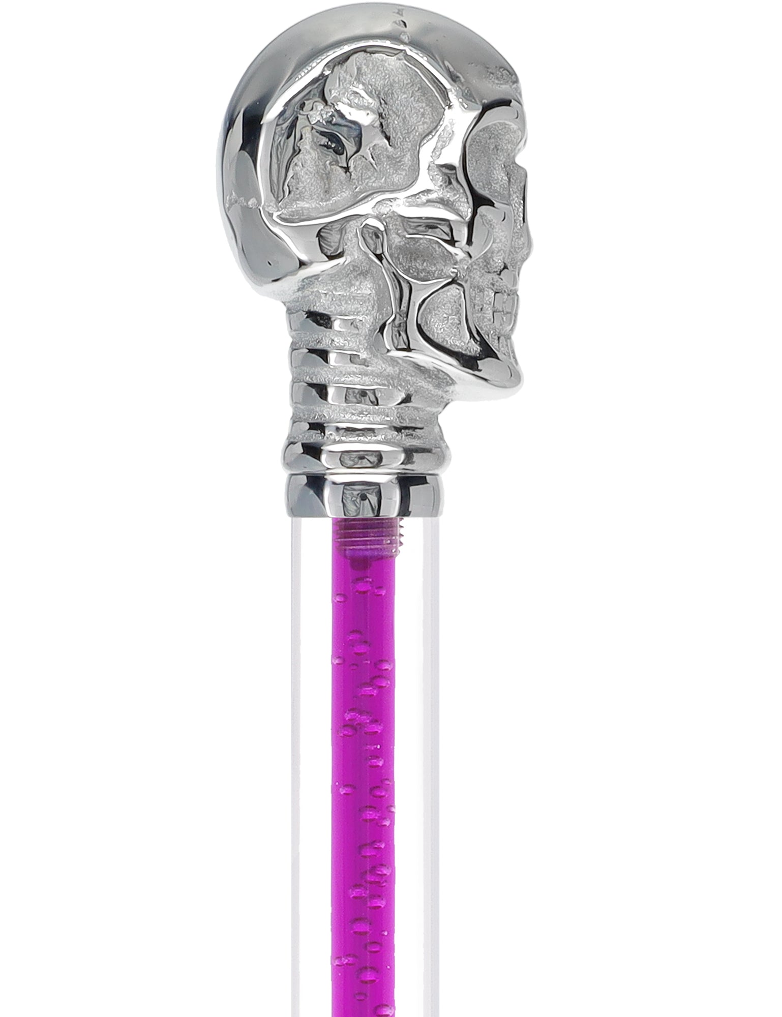 Color Crystal Elegance Chrome Skull Cane with Invisible Acrylic Shaft Options Clear Lucite Walking Canes - Tophatter Daily Deals