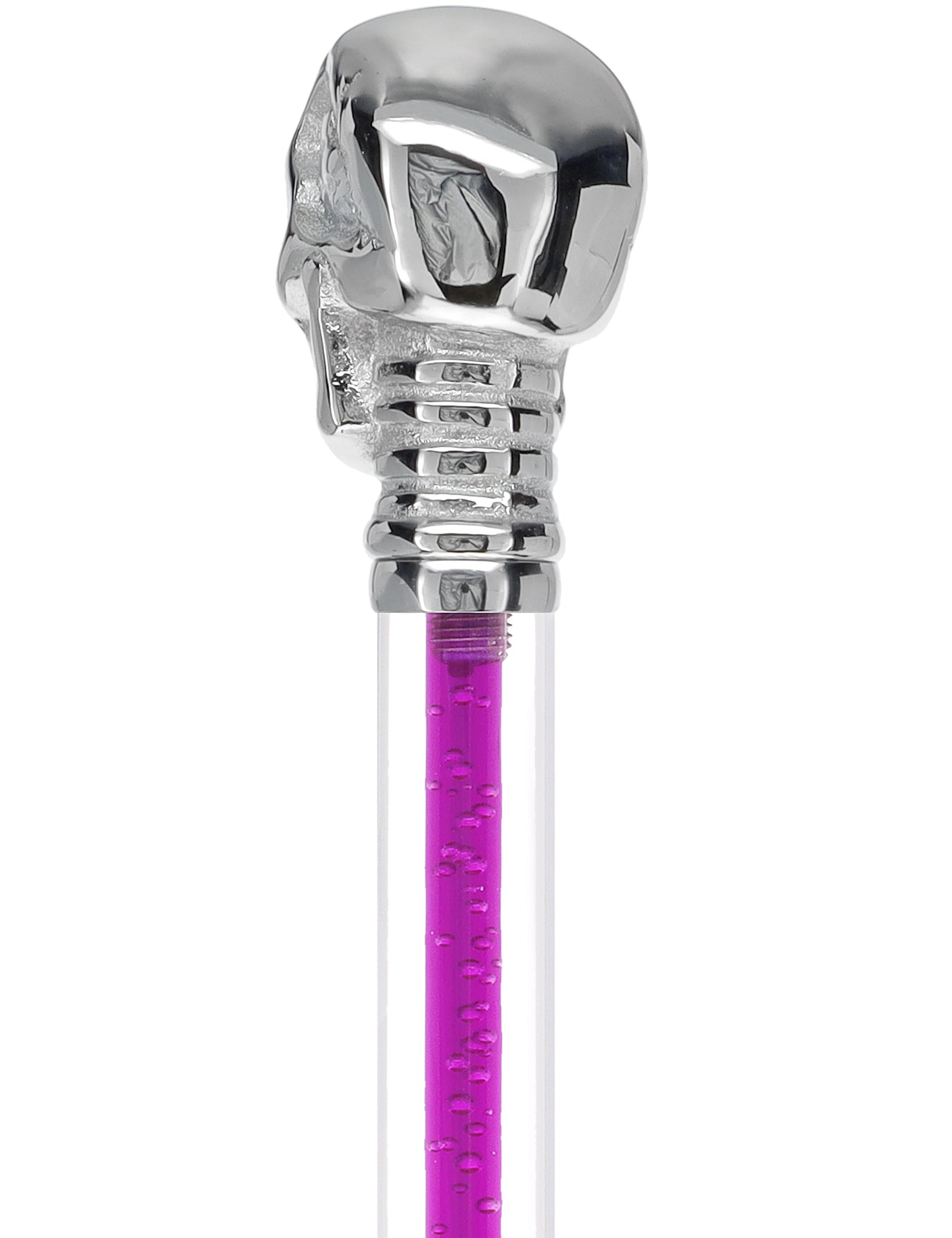 Color Crystal Elegance Chrome Skull Cane with Invisible Acrylic Shaft Options Clear Lucite Walking Canes - Tophatter Daily Deals