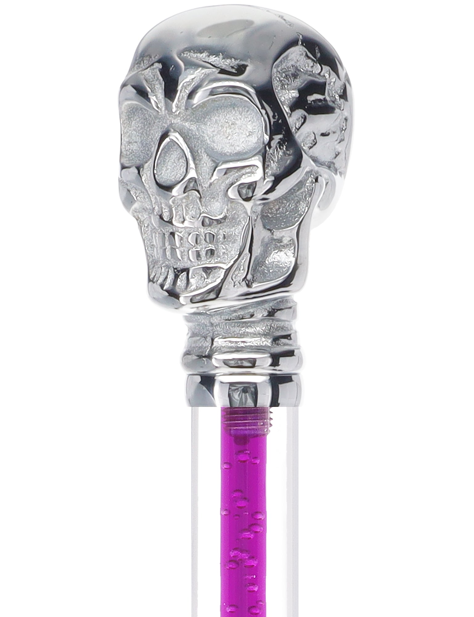 Color Crystal Elegance Chrome Skull Cane with Invisible Acrylic Shaft Options Clear Lucite Walking Canes - Tophatter Daily Deals