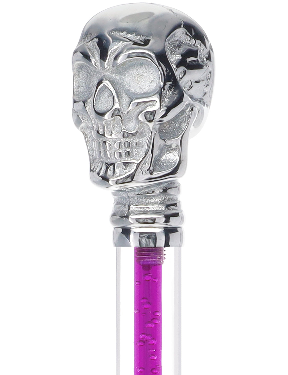 Color Crystal Elegance Chrome Skull Cane with Invisible Acrylic Shaft Options Clear Lucite Walking Canes - Tophatter Daily Deals