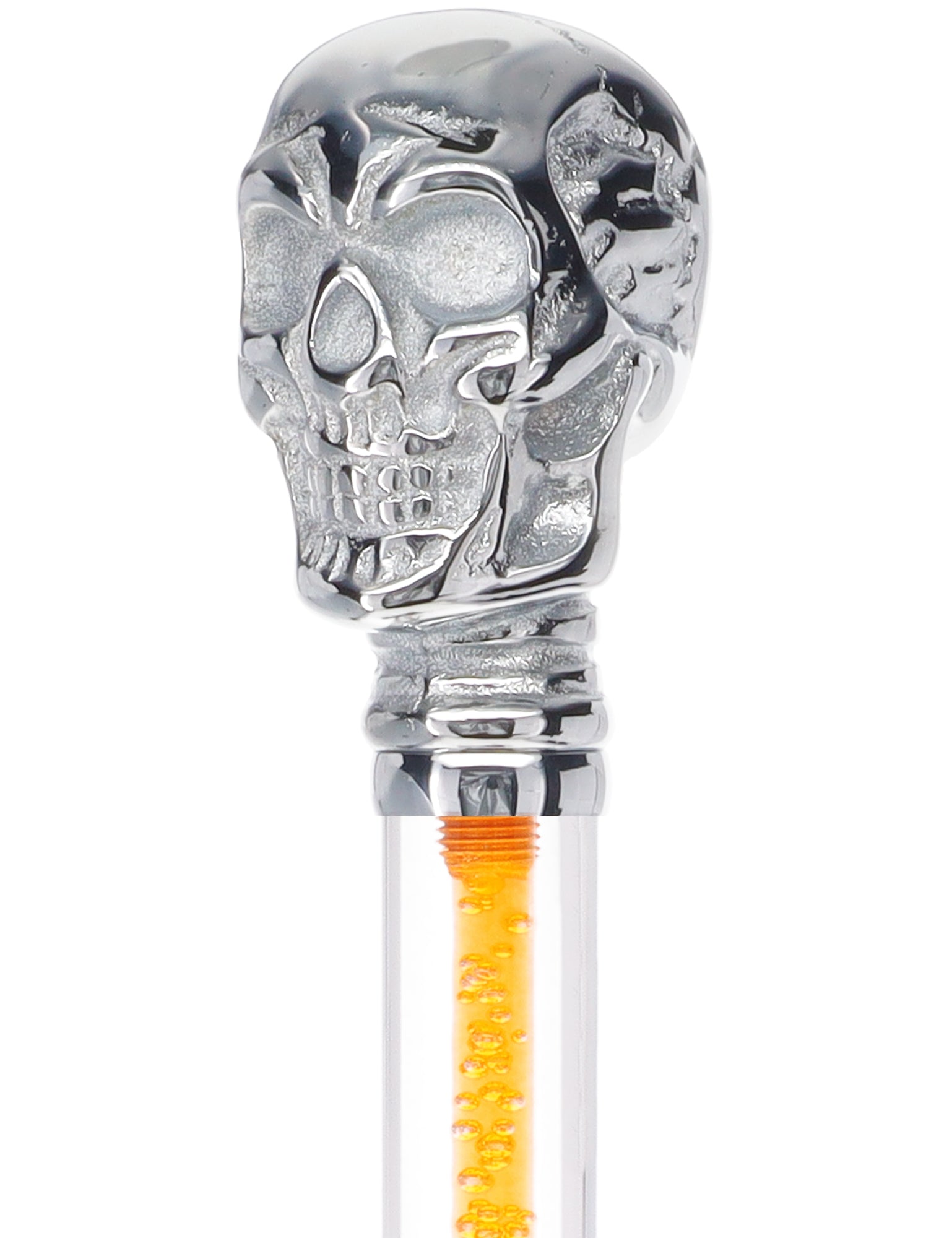 Color Crystal Elegance Chrome Skull Cane with Invisible Acrylic Shaft Options Clear Lucite Walking Canes - Tophatter Daily Deals