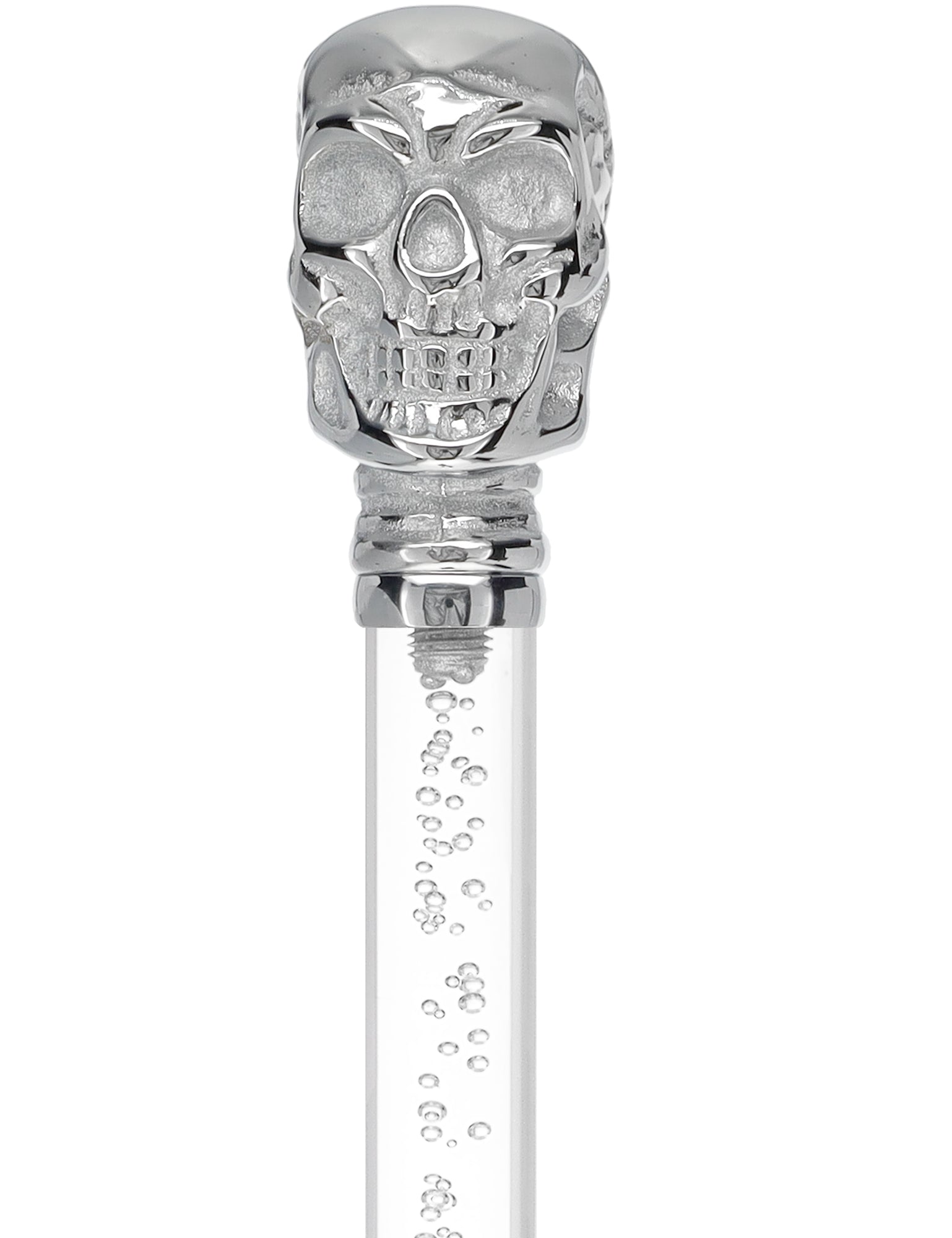 Crystal Elegance Chrome Skull Cane with Invisible Acrylic Shaft Options Clear Lucite Walking Canes - Tophatter Daily Deals