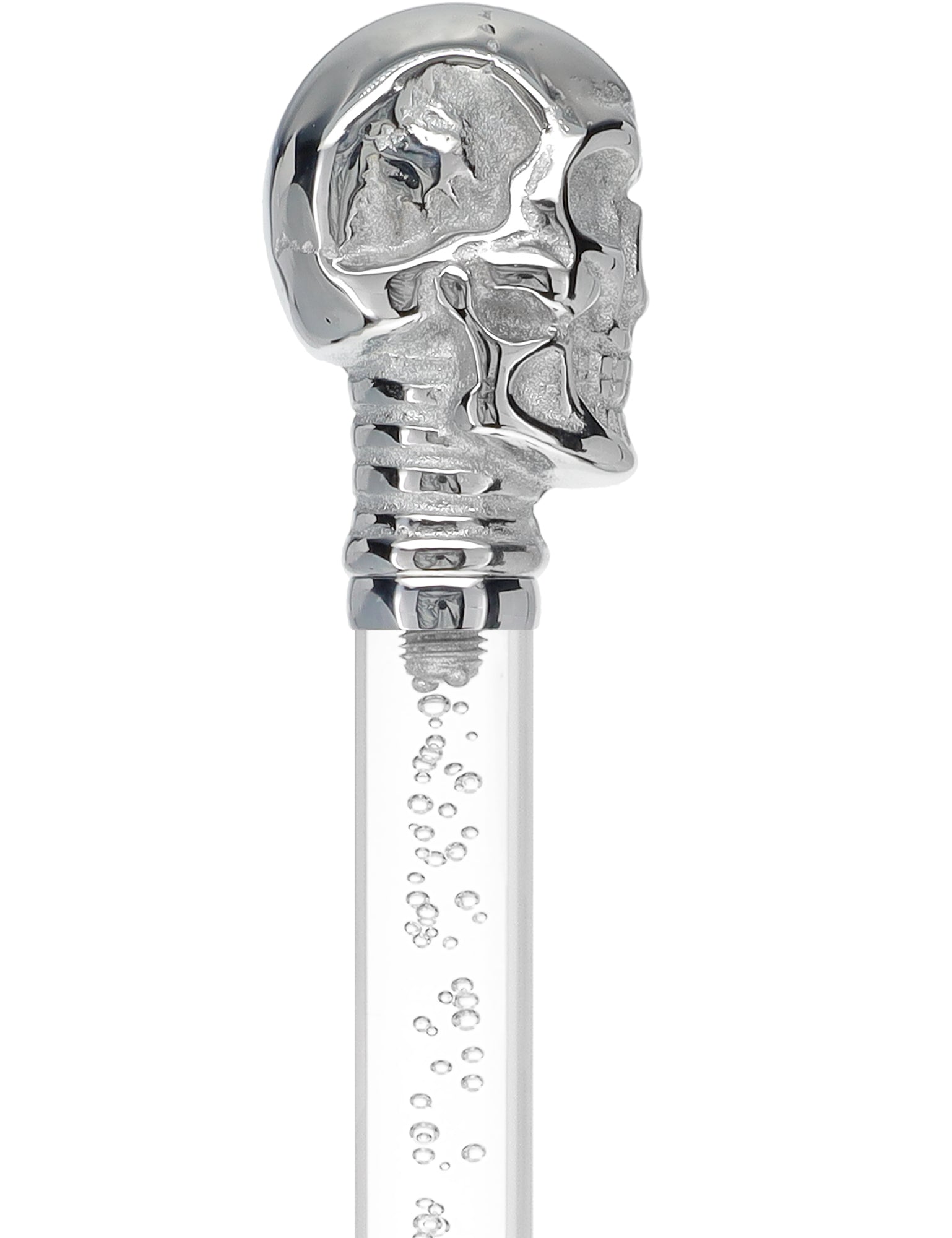 Crystal Elegance Chrome Skull Cane with Invisible Acrylic Shaft Options Clear Lucite Walking Canes - Tophatter Daily Deals