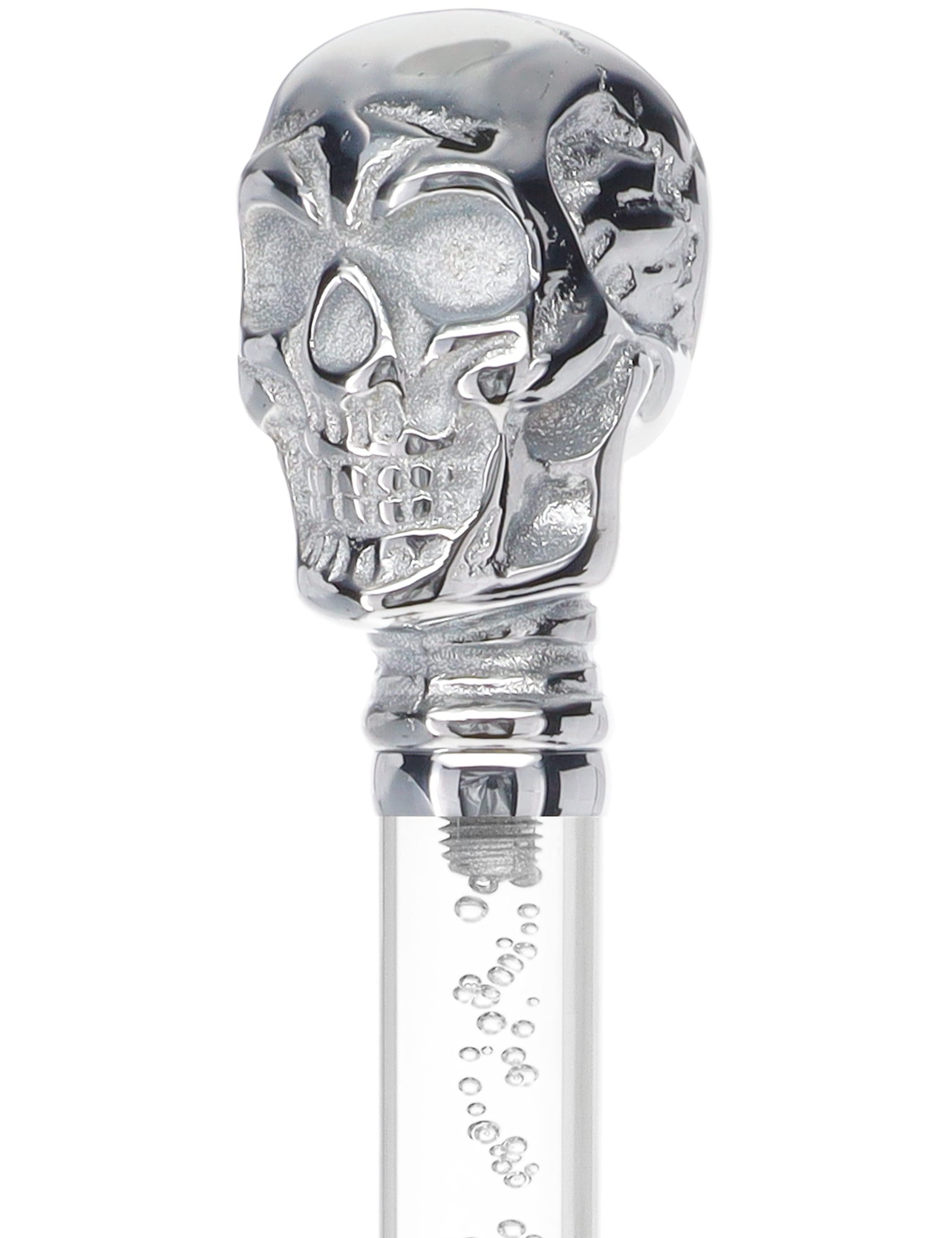 Crystal Elegance Chrome Skull Cane with Invisible Acrylic Shaft Options Clear Lucite Walking Canes - Tophatter Daily Deals