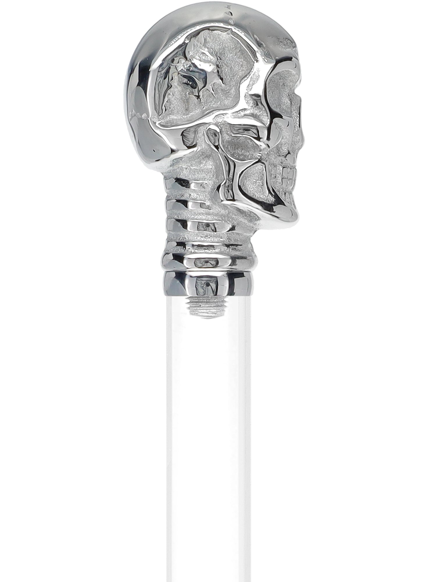 Crystal Elegance Chrome Skull Cane with Invisible Acrylic Shaft Options Clear Lucite Walking Canes - Tophatter Daily Deals