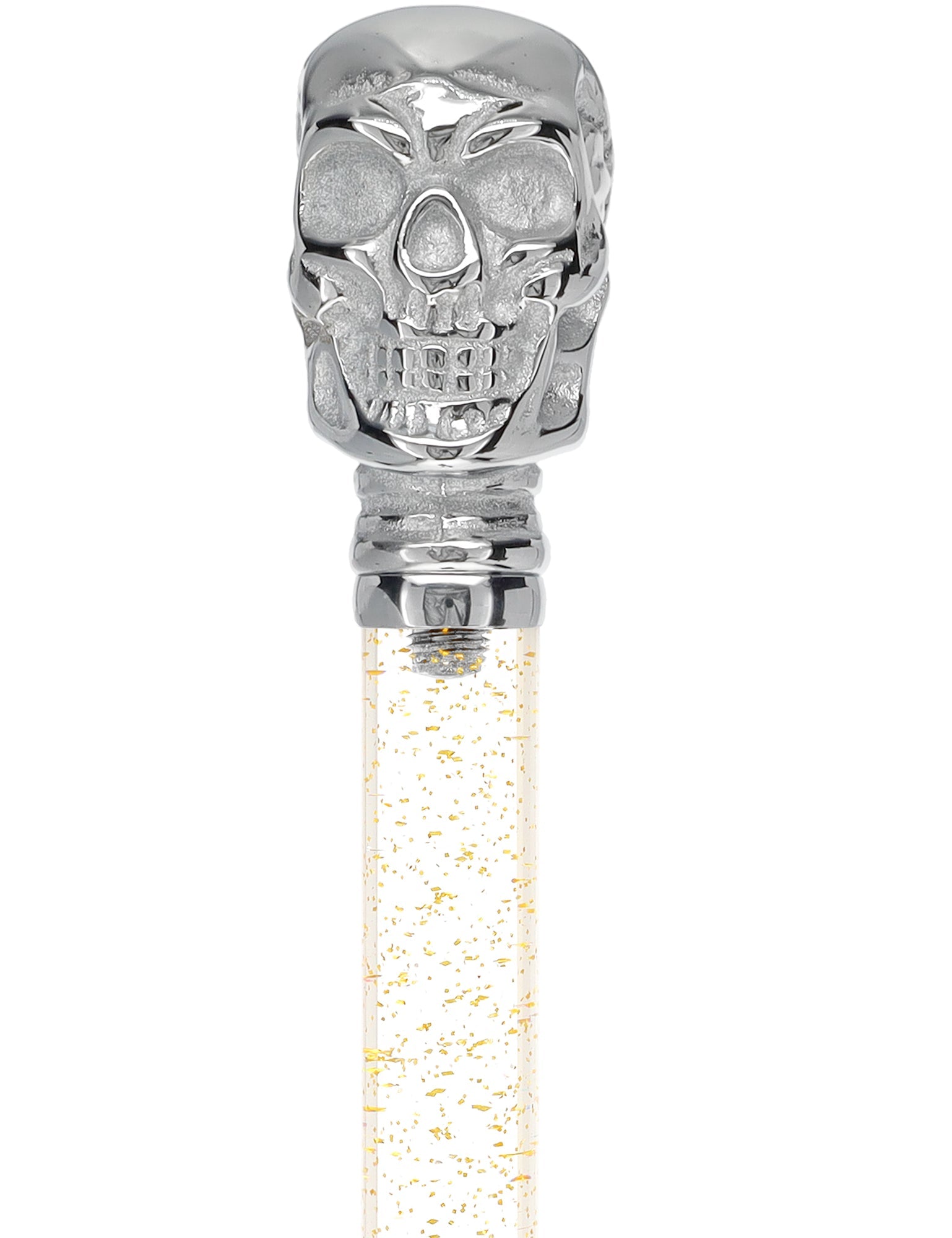 Crystal Elegance Chrome Skull Cane with Invisible Acrylic Shaft Options Clear Lucite Walking Canes - Tophatter Daily Deals
