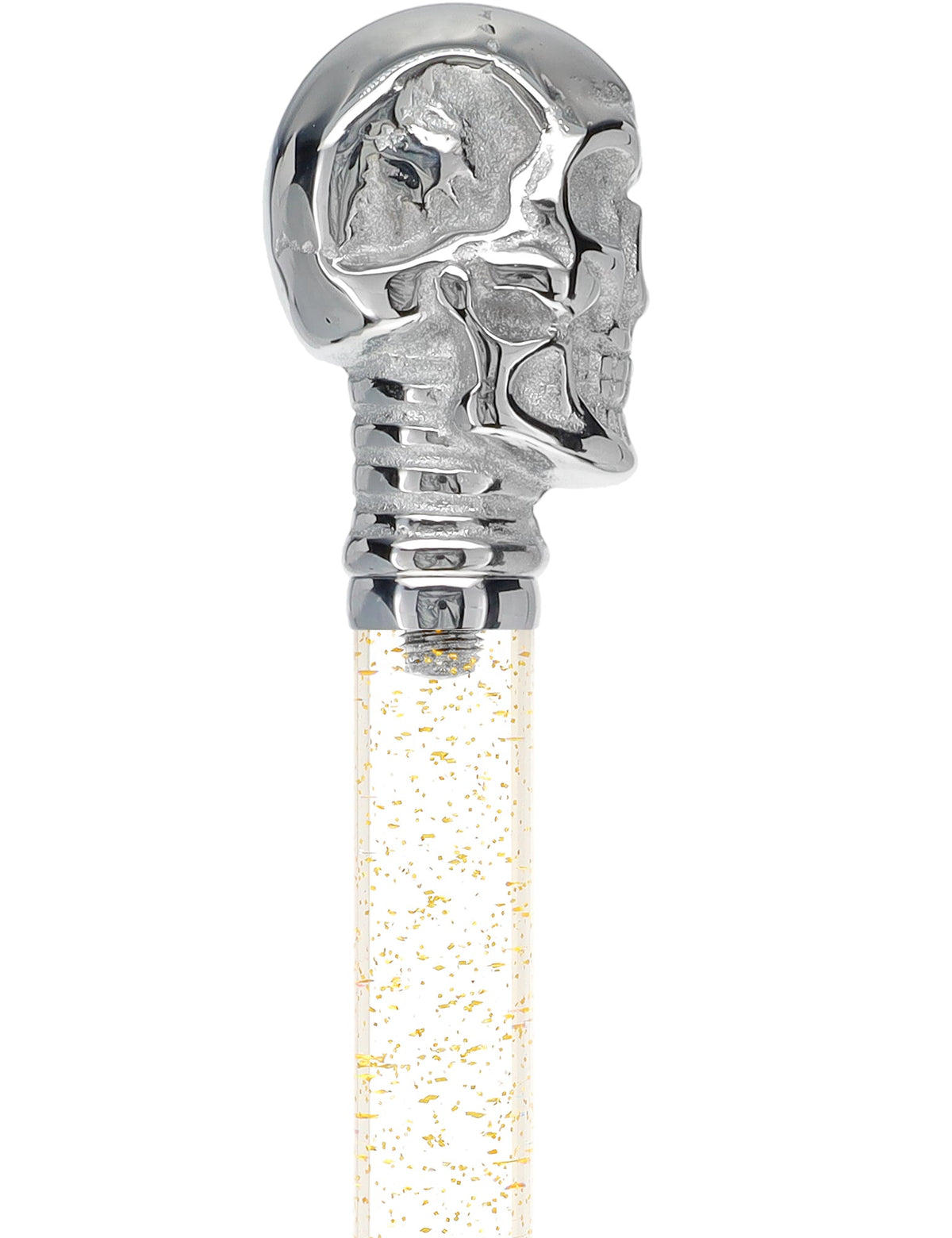 Crystal Elegance Chrome Skull Cane with Invisible Acrylic Shaft Options Clear Lucite Walking Canes - Tophatter Daily Deals