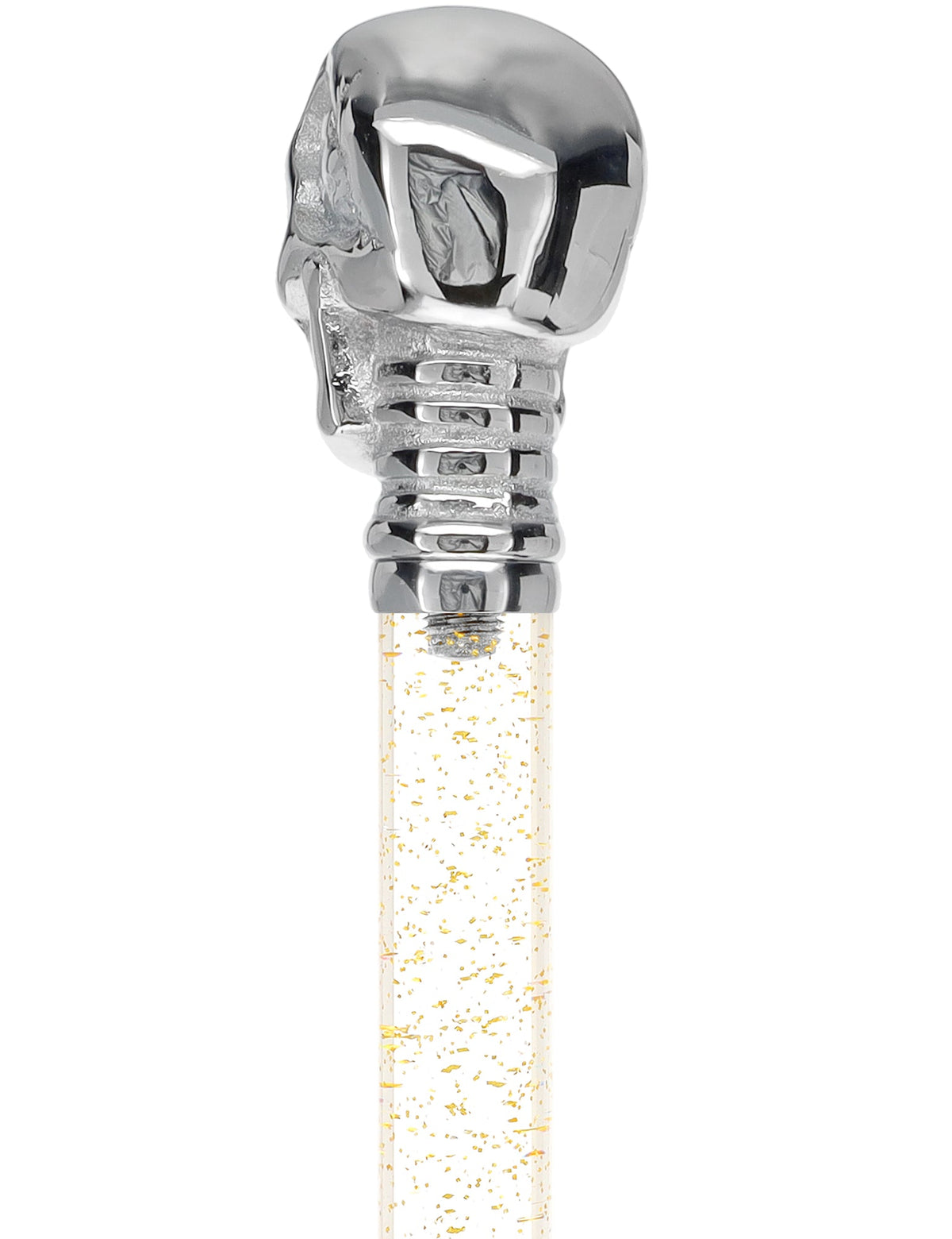 Crystal Elegance Chrome Skull Cane with Invisible Acrylic Shaft Options Clear Lucite Walking Canes - Tophatter Daily Deals