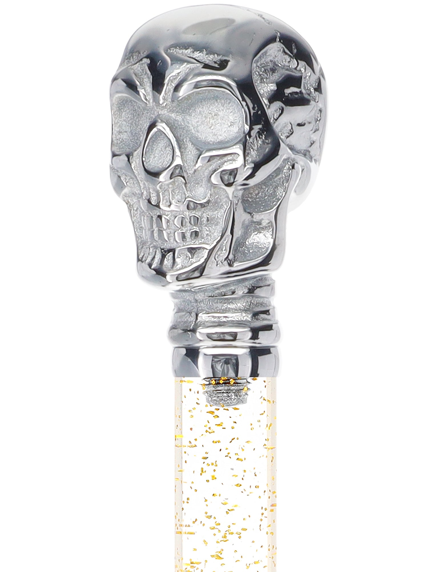 Crystal Elegance Chrome Skull Cane with Invisible Acrylic Shaft Options Clear Lucite Walking Canes - Tophatter Daily Deals
