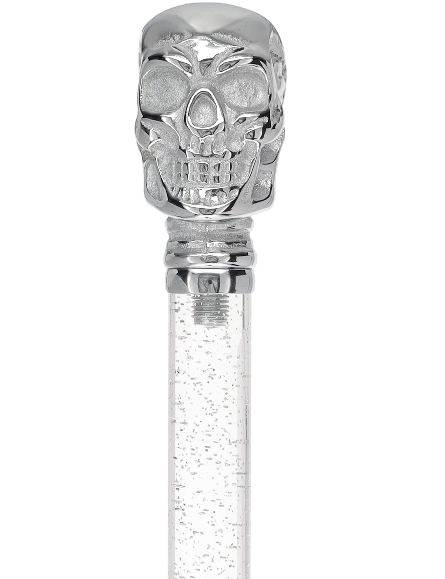 Crystal Elegance Chrome Skull Cane with Invisible Acrylic Shaft Options Clear Lucite Walking Canes - Tophatter Daily Deals