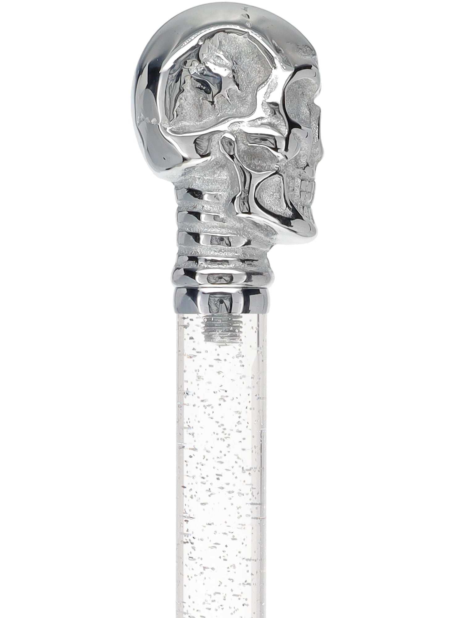 Crystal Elegance Chrome Skull Cane with Invisible Acrylic Shaft Options Clear Lucite Walking Canes - Tophatter Daily Deals
