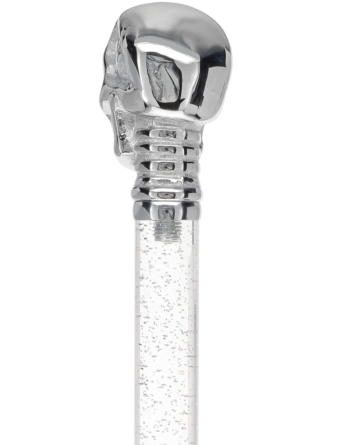 Crystal Elegance Chrome Skull Cane with Invisible Acrylic Shaft Options Clear Lucite Walking Canes - Tophatter Daily Deals