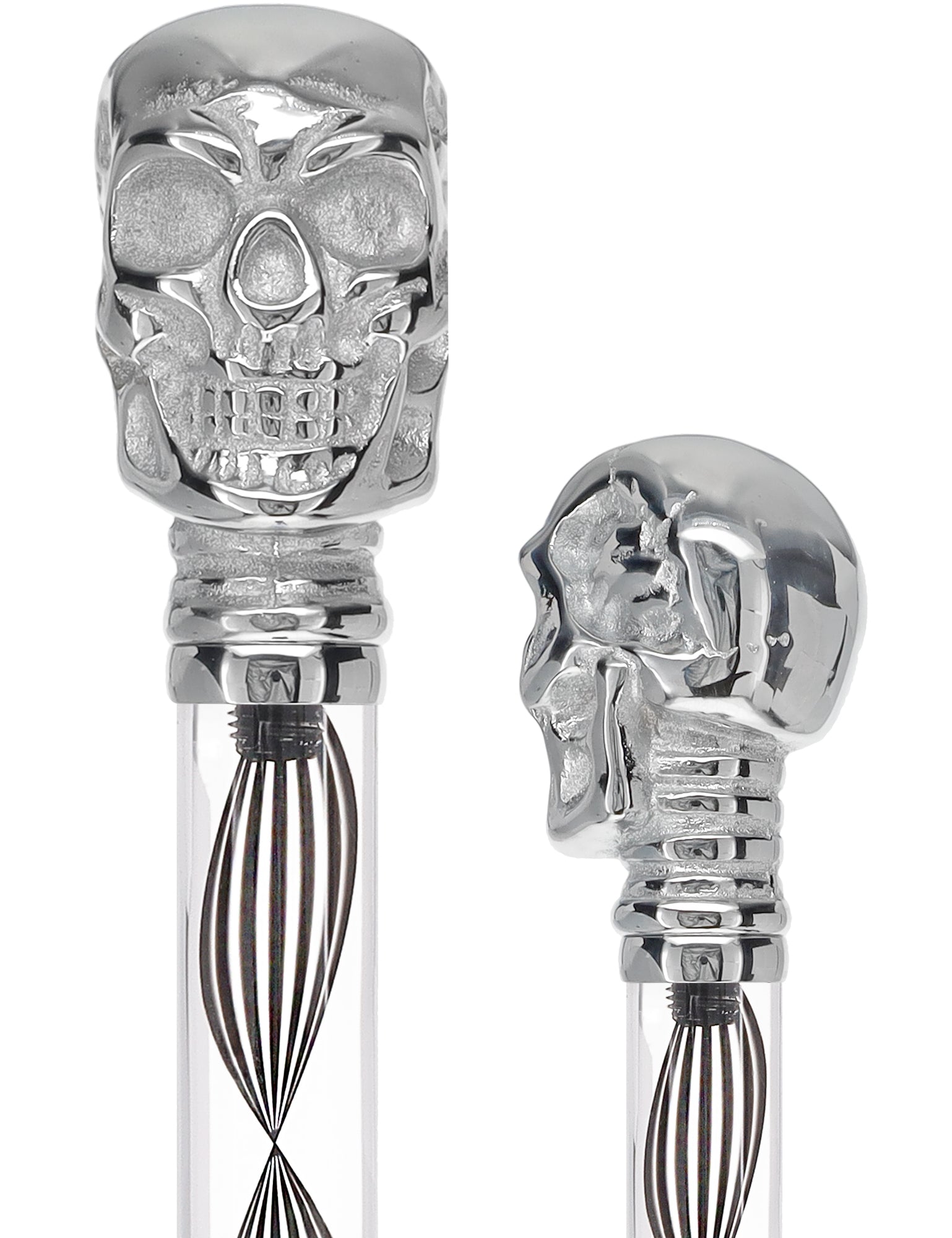 Crystal Elegance Chrome Skull Cane with Invisible Acrylic Shaft Options Obsidian Helix Clear Lucite Walking Canes - Tophatter Daily Deals