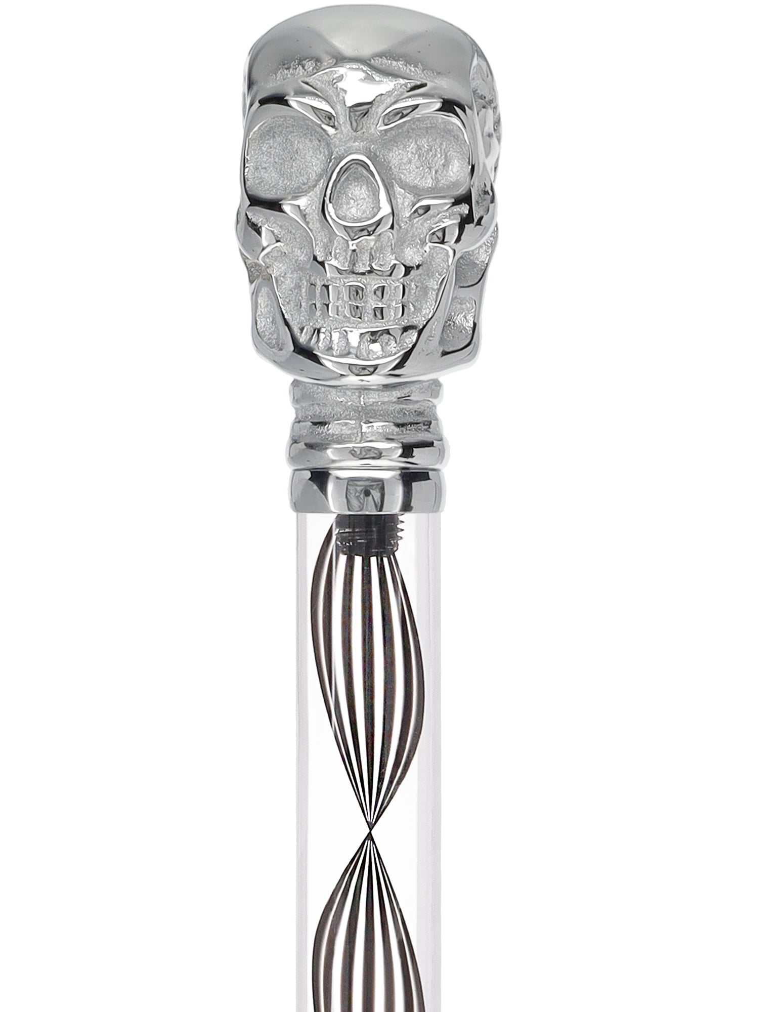 Crystal Elegance Chrome Skull Cane with Invisible Acrylic Shaft Options Clear Lucite Walking Canes - Tophatter Daily Deals