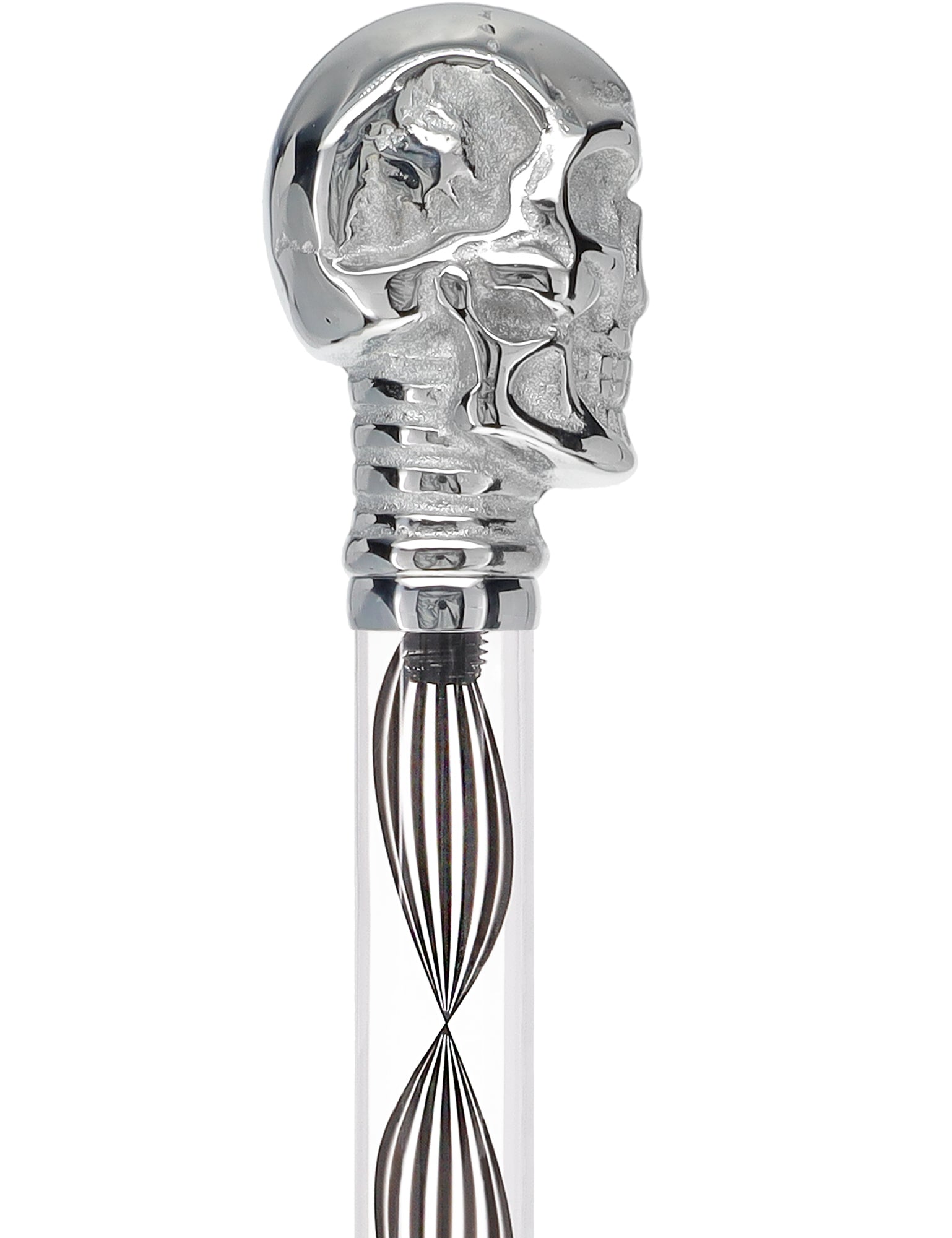 Crystal Elegance Chrome Skull Cane with Invisible Acrylic Shaft Options Clear Lucite Walking Canes - Tophatter Daily Deals