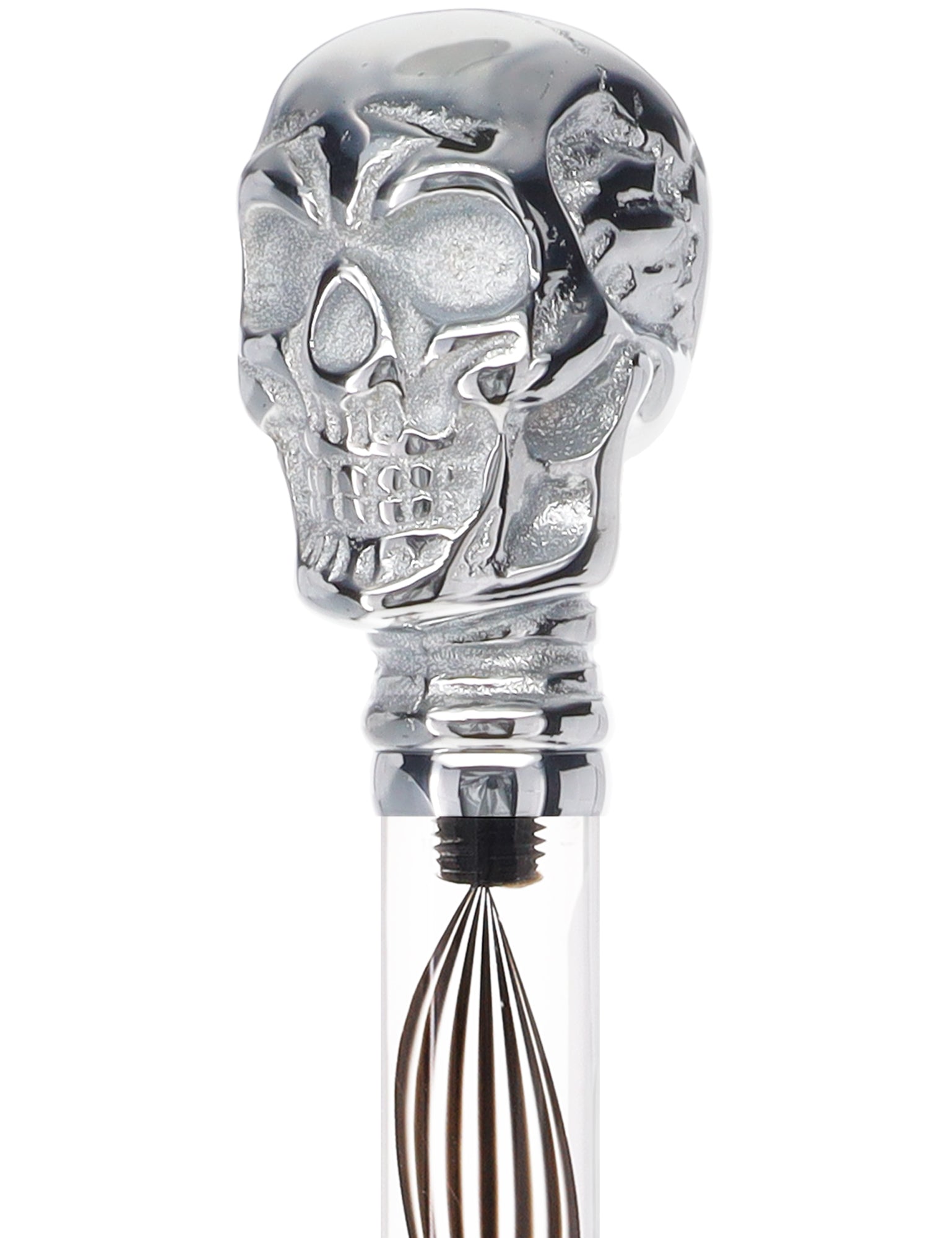 Crystal Elegance Chrome Skull Cane with Invisible Acrylic Shaft Options Clear Lucite Walking Canes - Tophatter Daily Deals