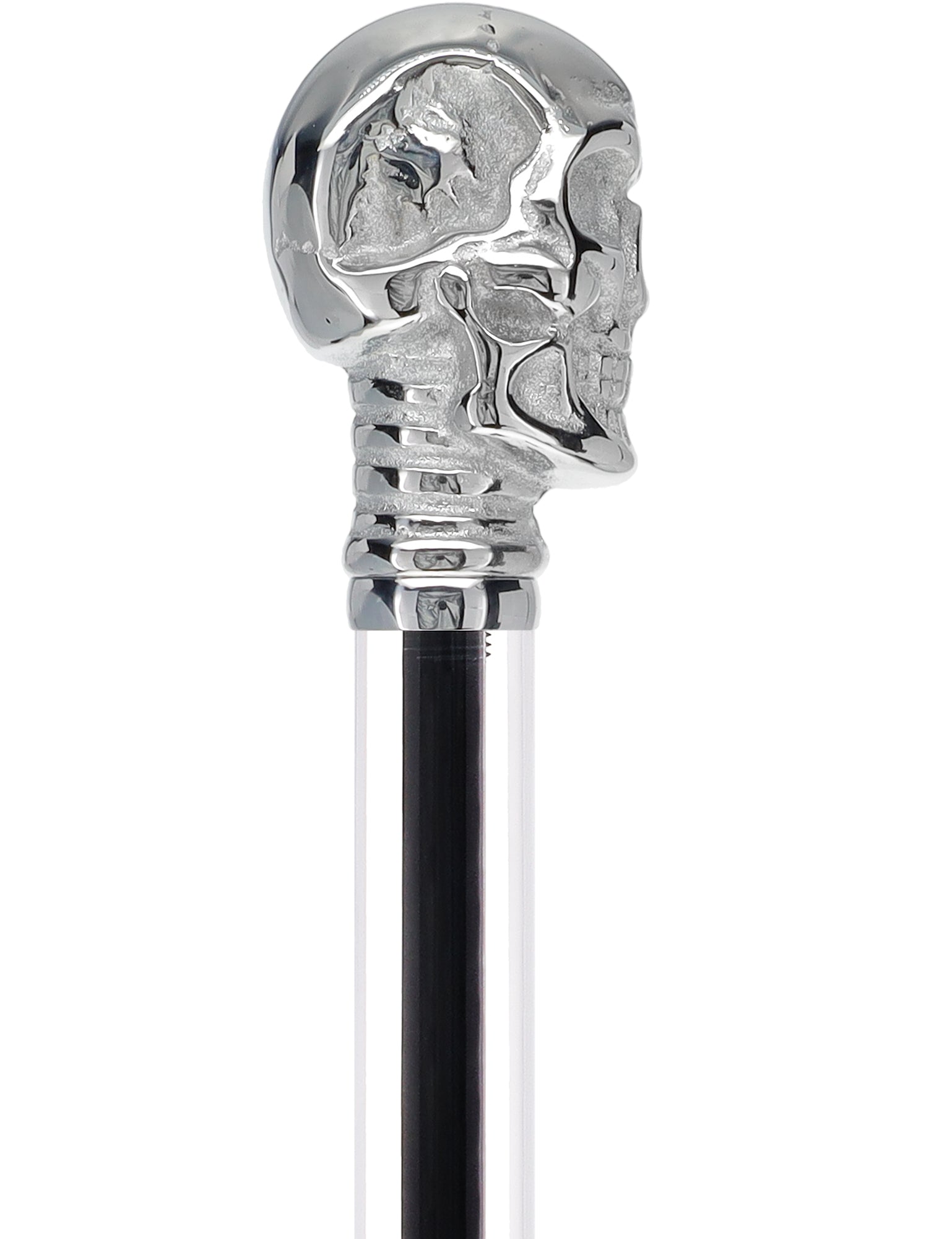 Crystal Elegance Chrome Skull Cane with Invisible Acrylic Shaft Options Clear Lucite Walking Canes - Tophatter Daily Deals