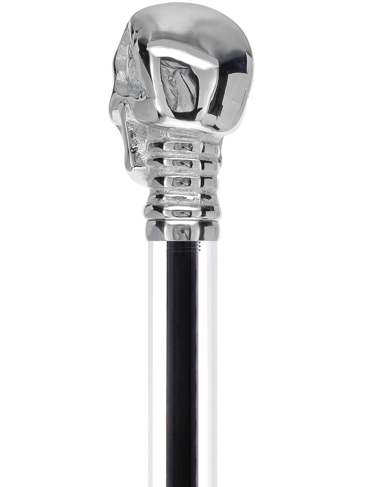 Crystal Elegance Chrome Skull Cane with Invisible Acrylic Shaft Options Clear Lucite Walking Canes - Tophatter Daily Deals