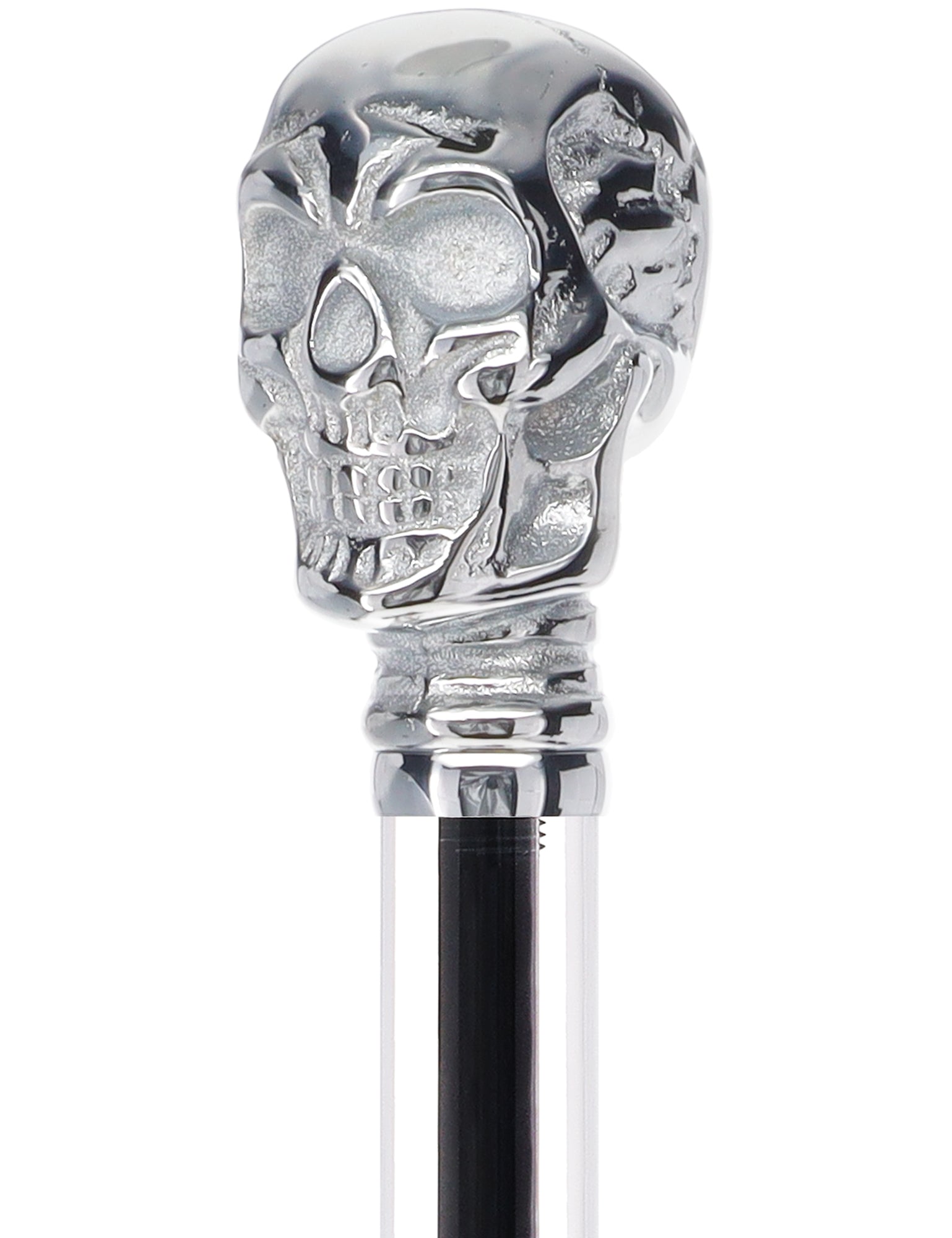 Crystal Elegance Chrome Skull Cane with Invisible Acrylic Shaft Options Clear Lucite Walking Canes - Tophatter Daily Deals