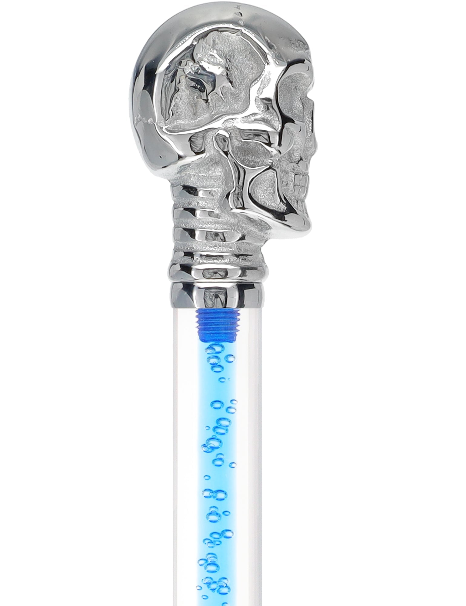 Color Crystal Elegance Chrome Skull Cane with Invisible Acrylic Shaft Options Clear Lucite Walking Canes - Tophatter Daily Deals