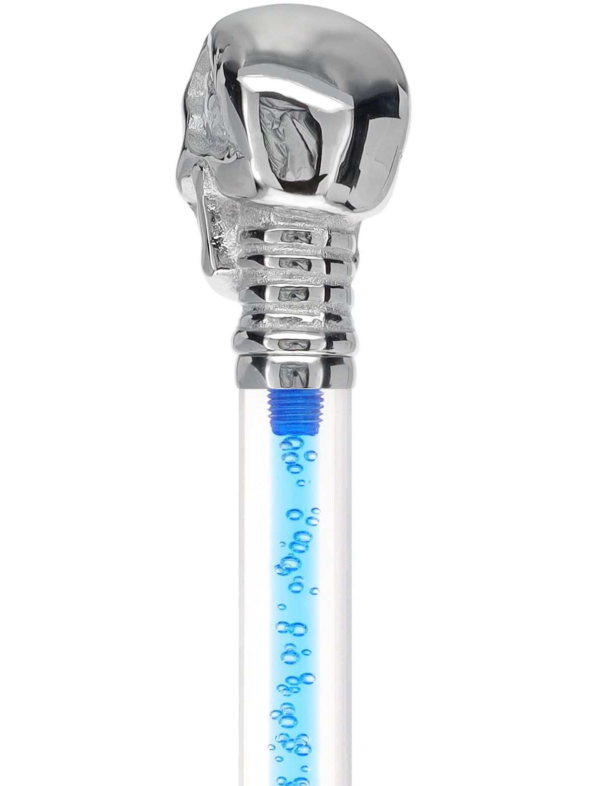 Color Crystal Elegance Chrome Skull Cane with Invisible Acrylic Shaft Options Clear Lucite Walking Canes - Tophatter Daily Deals