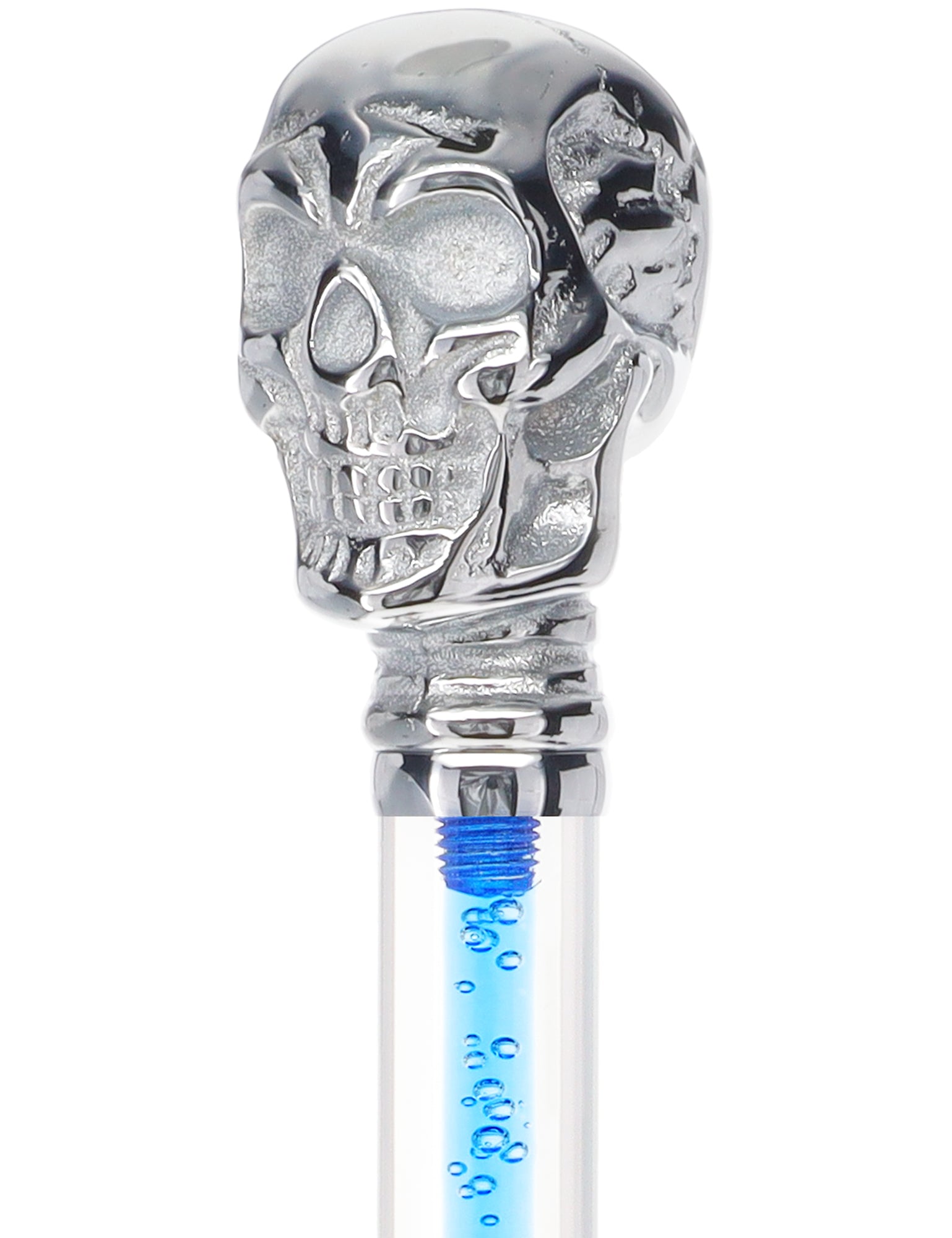 Color Crystal Elegance Chrome Skull Cane with Invisible Acrylic Shaft Options Clear Lucite Walking Canes - Tophatter Daily Deals
