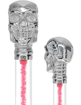 Color Crystal Elegance Chrome Skull Cane with Invisible Acrylic Shaft Options Pink Bubble Elegance Clear Lucite Walking Canes - Tophatter Daily Deals