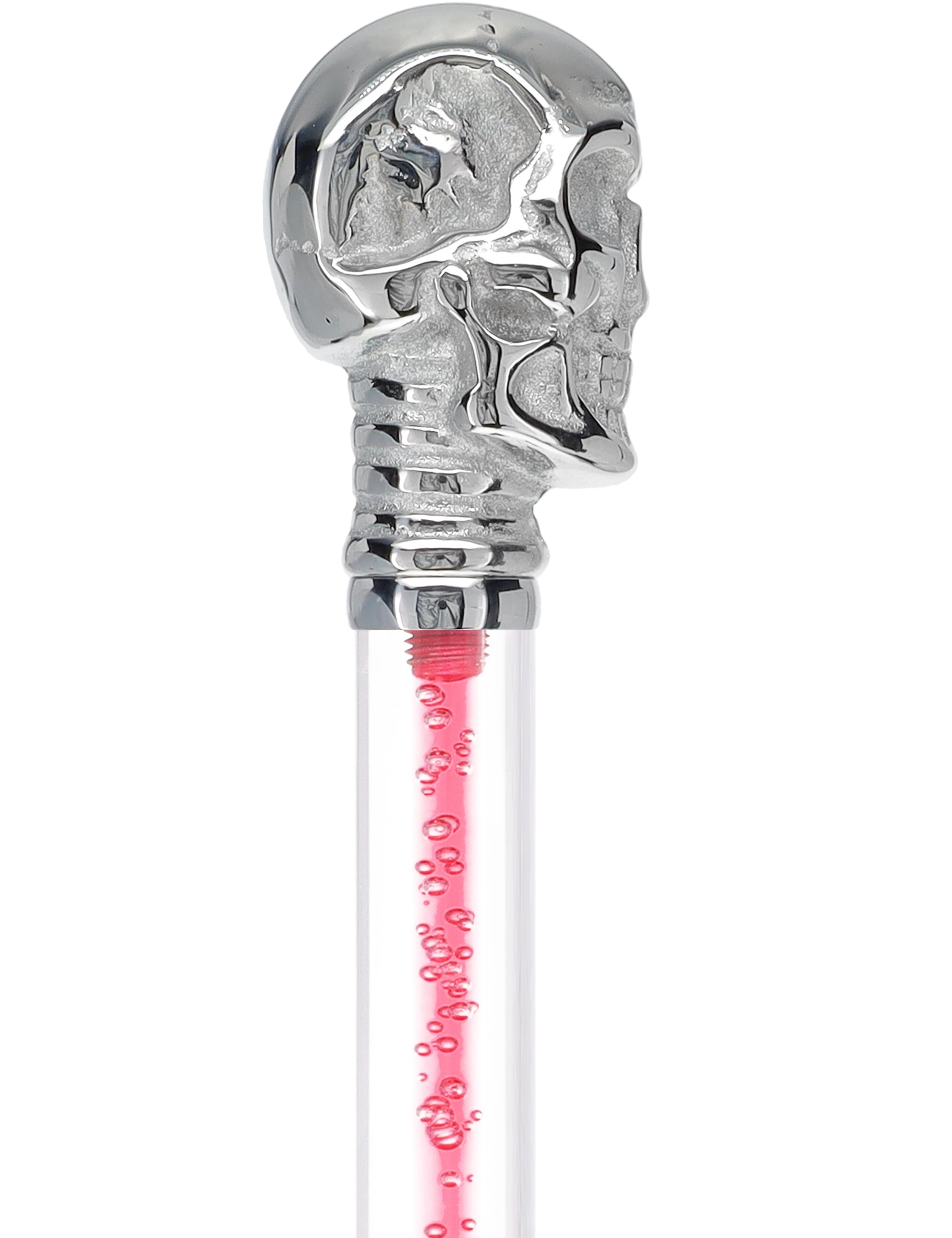 Color Crystal Elegance Chrome Skull Cane with Invisible Acrylic Shaft Options Clear Lucite Walking Canes - Tophatter Daily Deals
