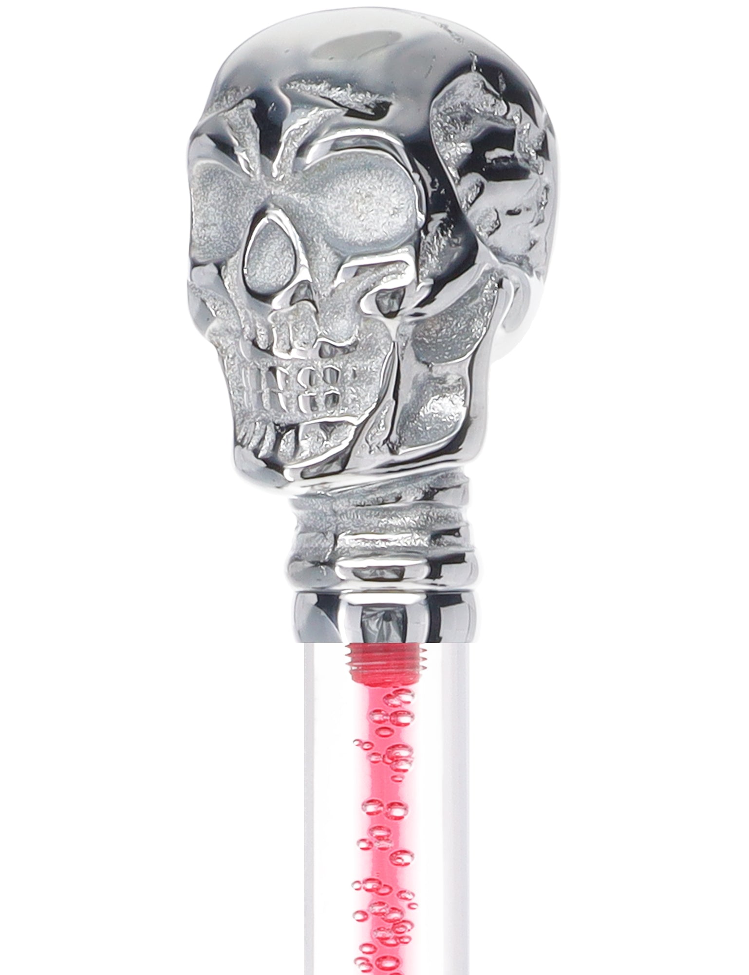 Color Crystal Elegance Chrome Skull Cane with Invisible Acrylic Shaft Options Clear Lucite Walking Canes - Tophatter Daily Deals