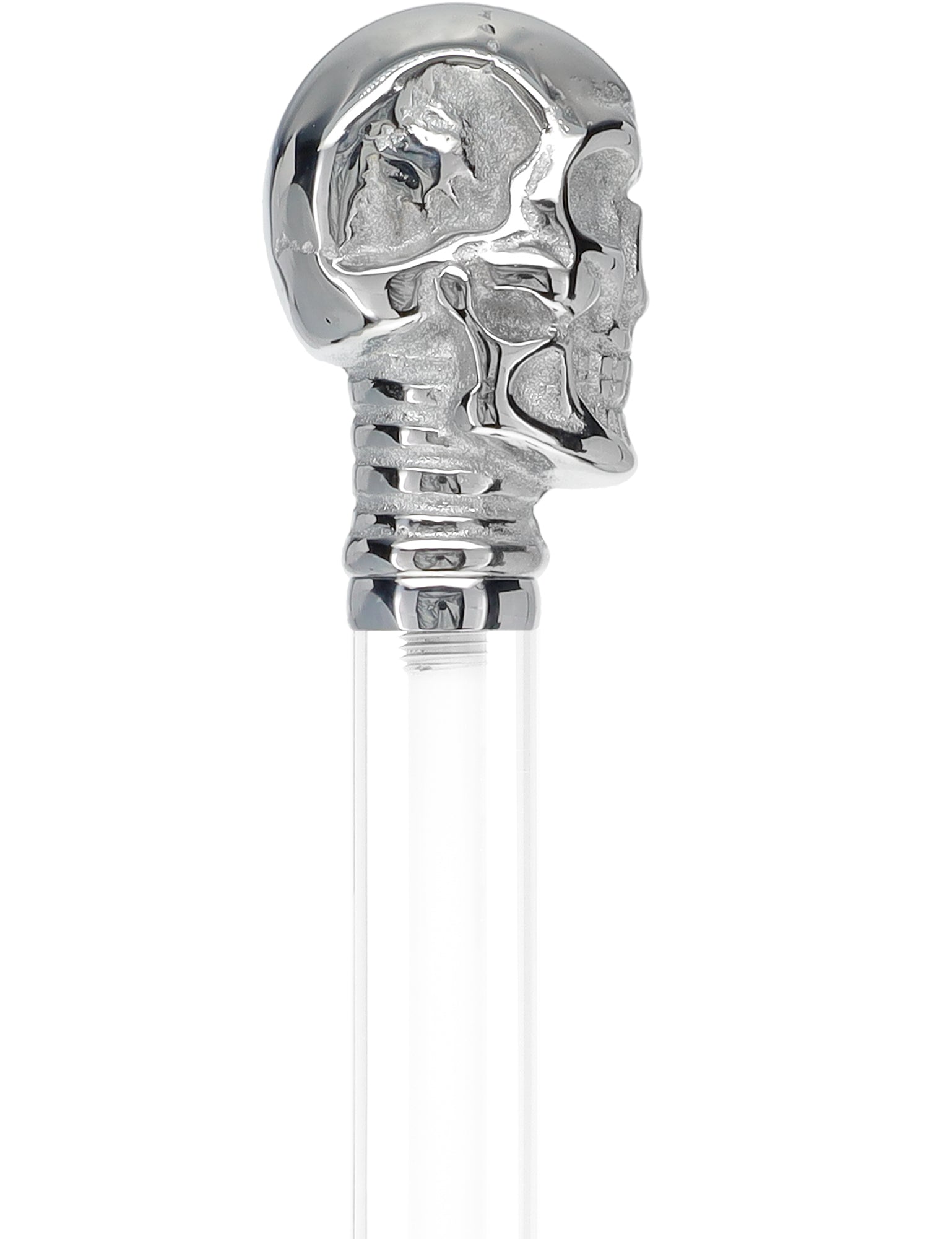 Crystal Elegance Chrome Skull Cane with Invisible Acrylic Shaft Options Clear Lucite Walking Canes - Tophatter Daily Deals