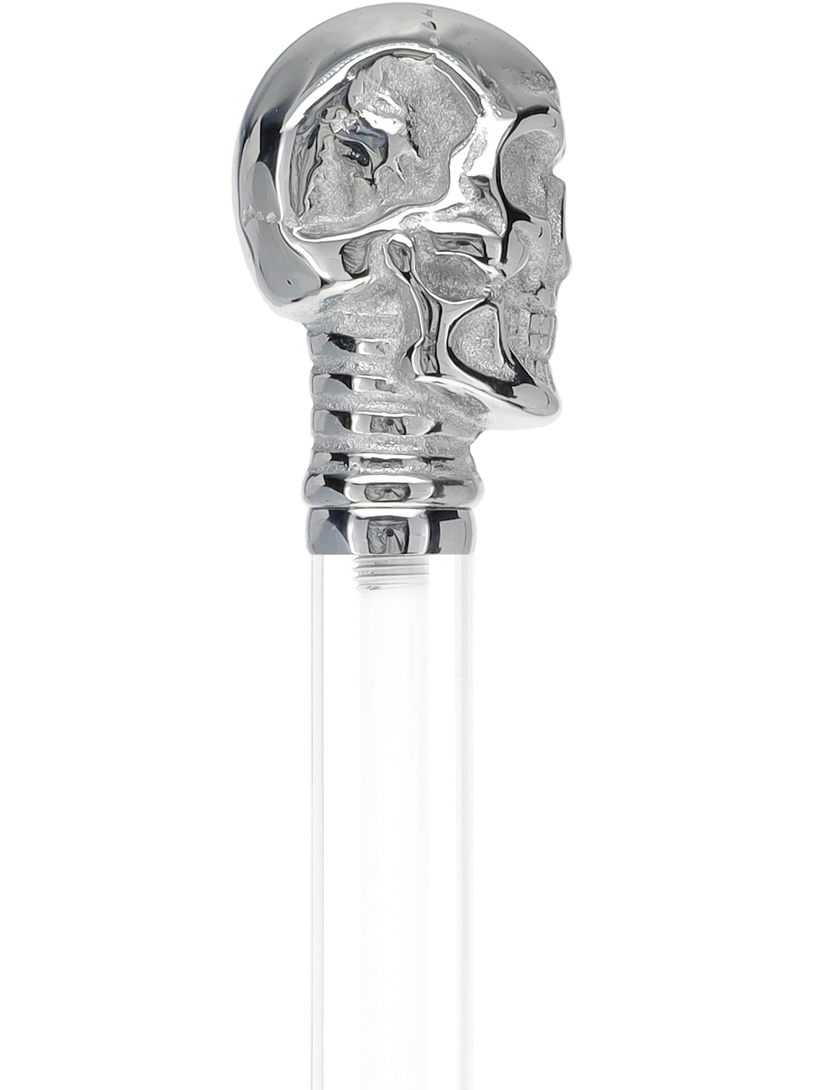 Crystal Elegance Chrome Skull Cane with Invisible Acrylic Shaft Options Clear Lucite Walking Canes - Tophatter Daily Deals