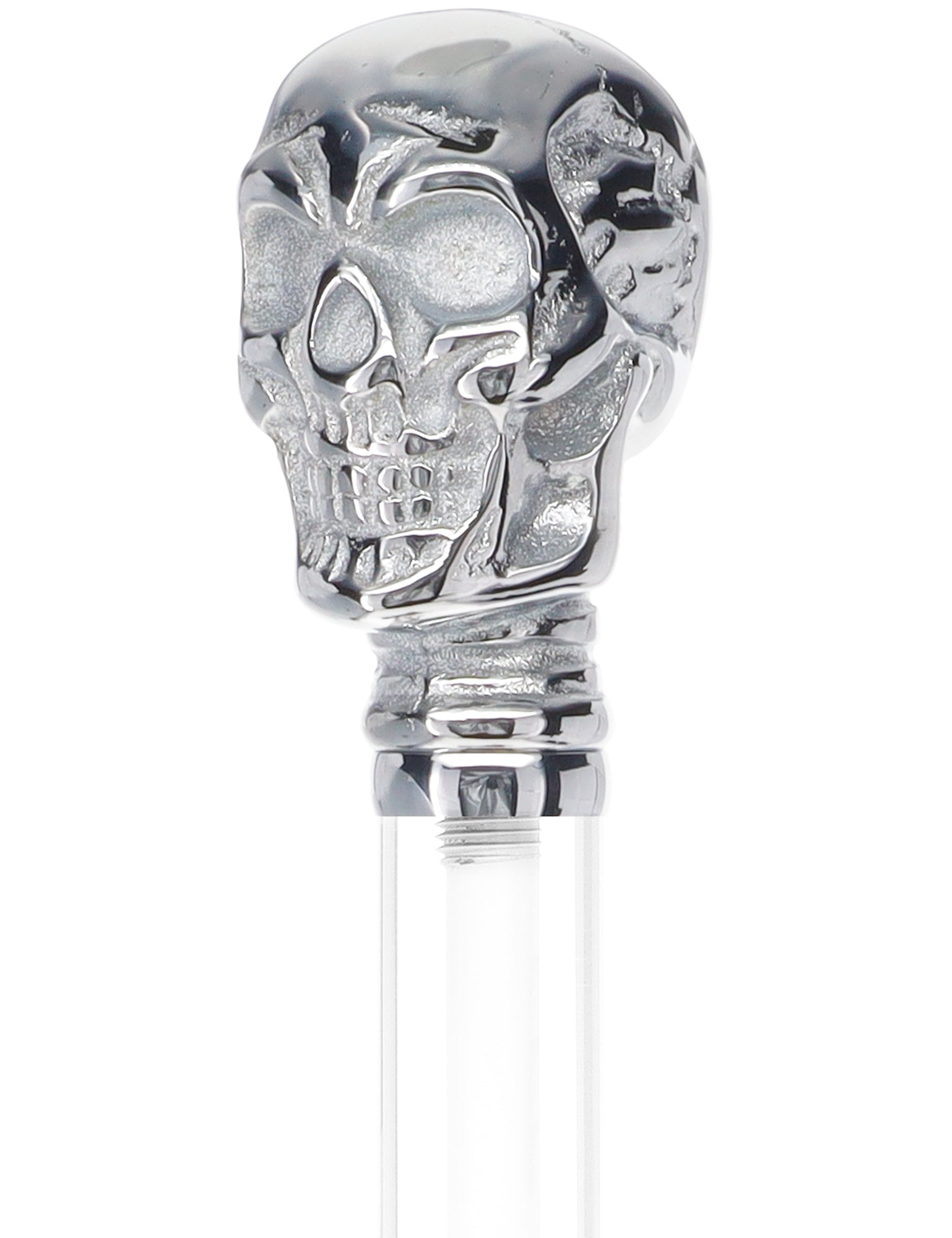 Crystal Elegance Chrome Skull Cane with Invisible Acrylic Shaft Options Clear Lucite Walking Canes - Tophatter Daily Deals
