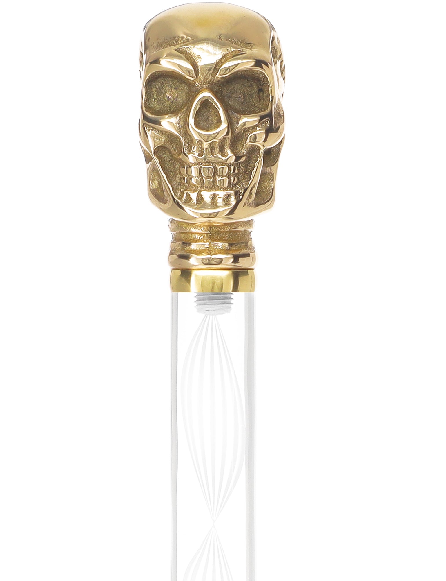 Crystal Elegance Brass Skull Cane with Invisible Acrylic Shaft Options Clear Lucite Walking Canes - Tophatter Daily Deals