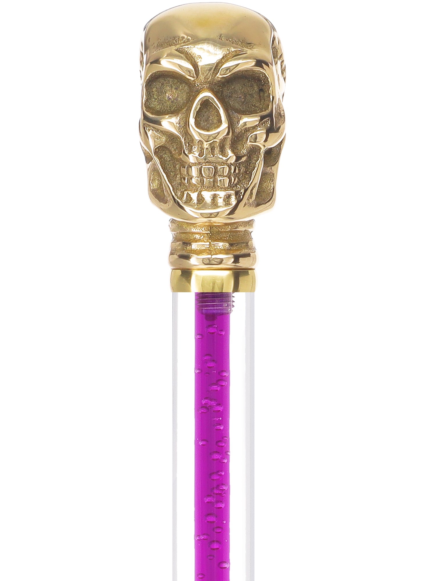Color Crystal Elegance Brass Skull Cane with Invisible Acrylic Shaft Options Clear Lucite Walking Canes - Tophatter Daily Deals