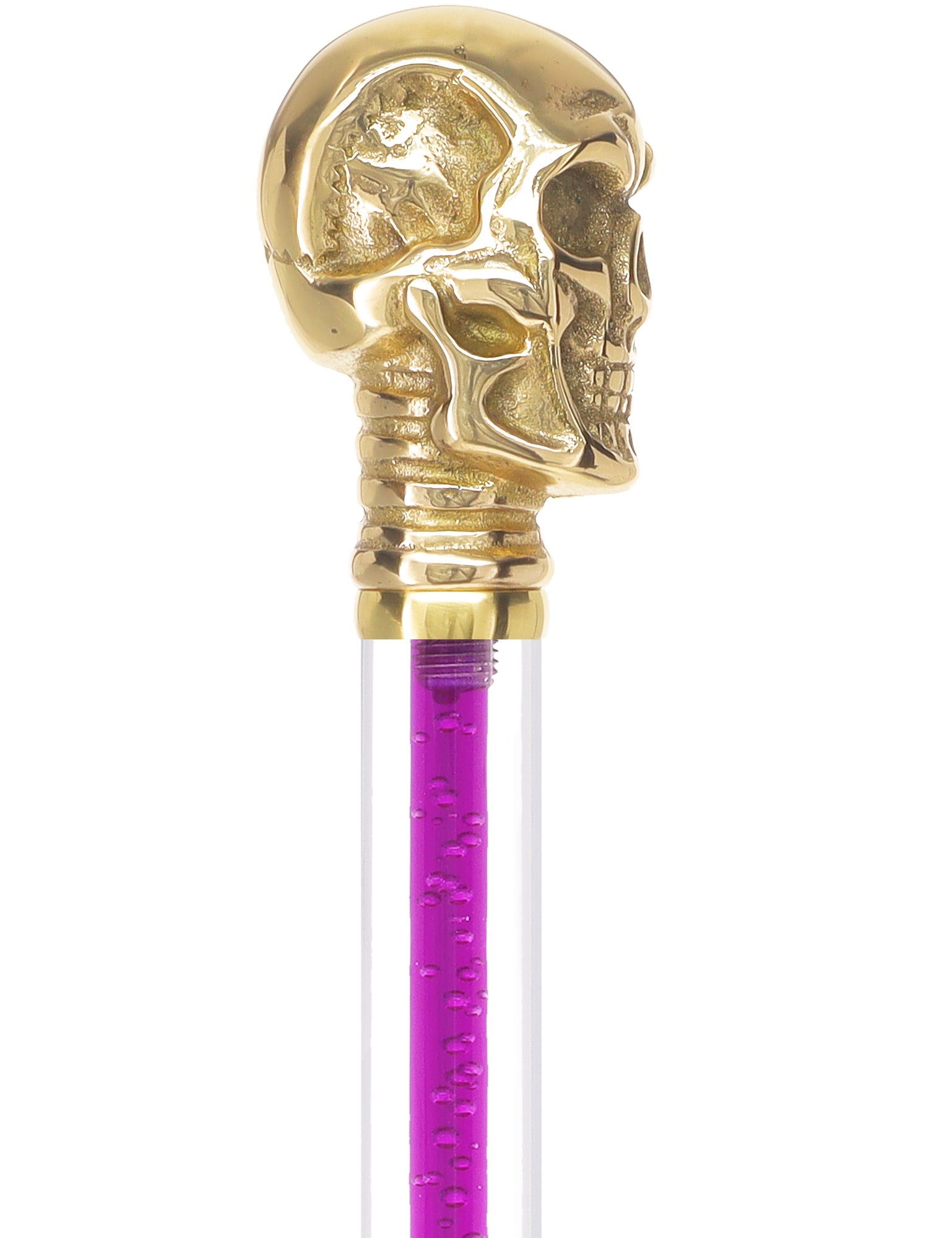 Color Crystal Elegance Brass Skull Cane with Invisible Acrylic Shaft Options Clear Lucite Walking Canes - Tophatter Daily Deals