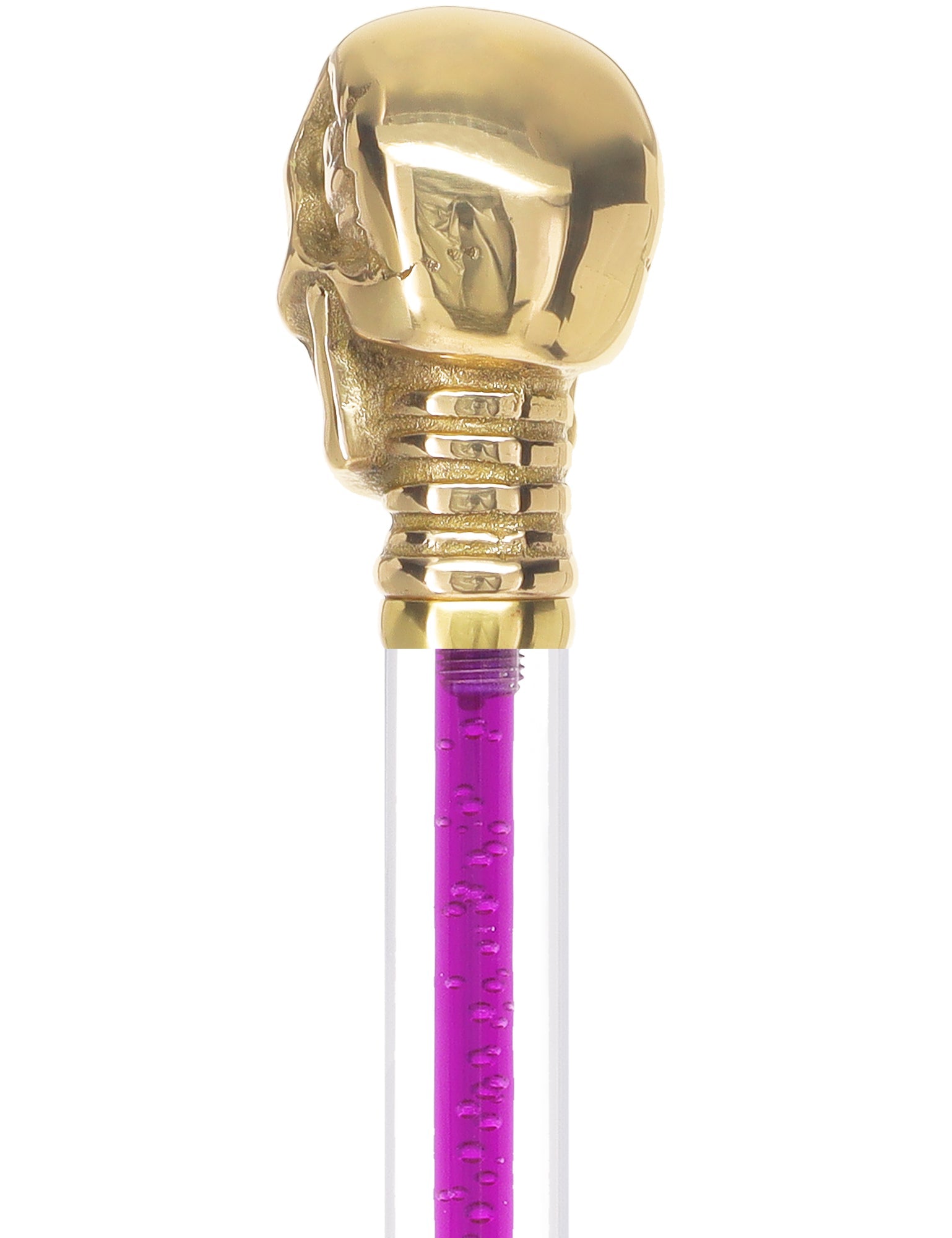 Color Crystal Elegance Brass Skull Cane with Invisible Acrylic Shaft Options Clear Lucite Walking Canes - Tophatter Daily Deals