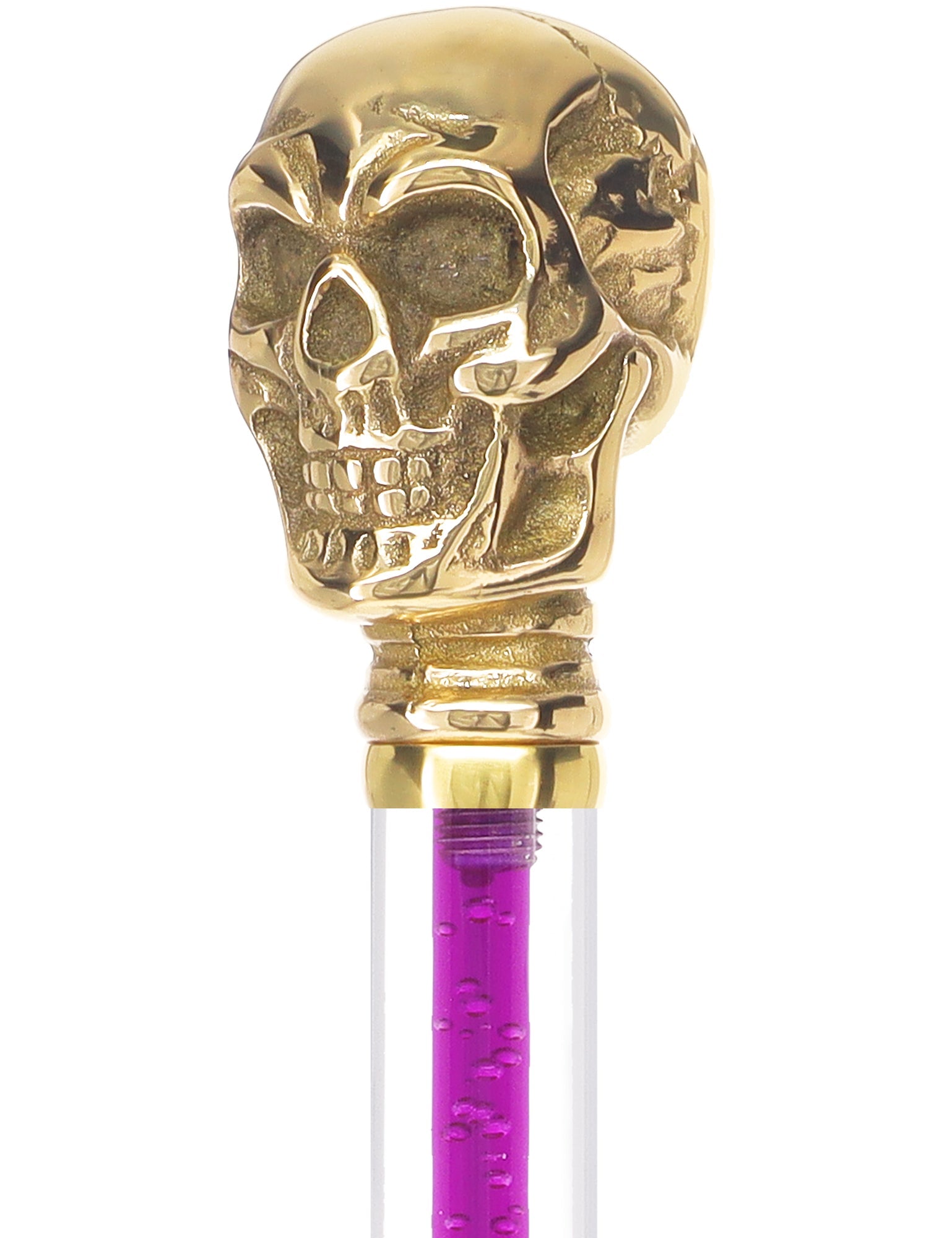 Color Crystal Elegance Brass Skull Cane with Invisible Acrylic Shaft Options Clear Lucite Walking Canes - Tophatter Daily Deals