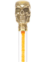 Color Crystal Elegance Brass Skull Cane with Invisible Acrylic Shaft Options Ocean Blue Bubbles Clear Lucite Walking Canes - Tophatter Daily Deals