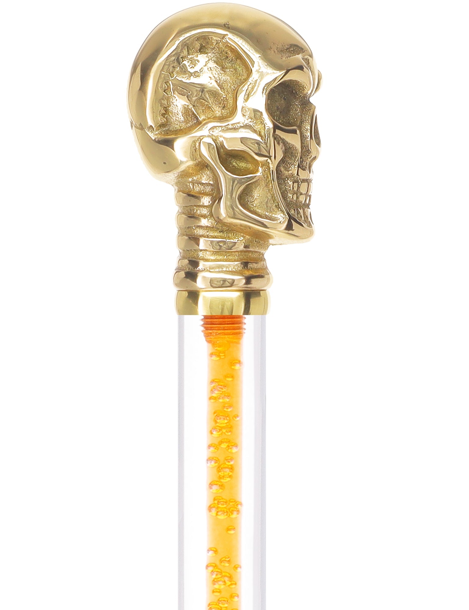 Color Crystal Elegance Brass Skull Cane with Invisible Acrylic Shaft Options Clear Lucite Walking Canes - Tophatter Daily Deals