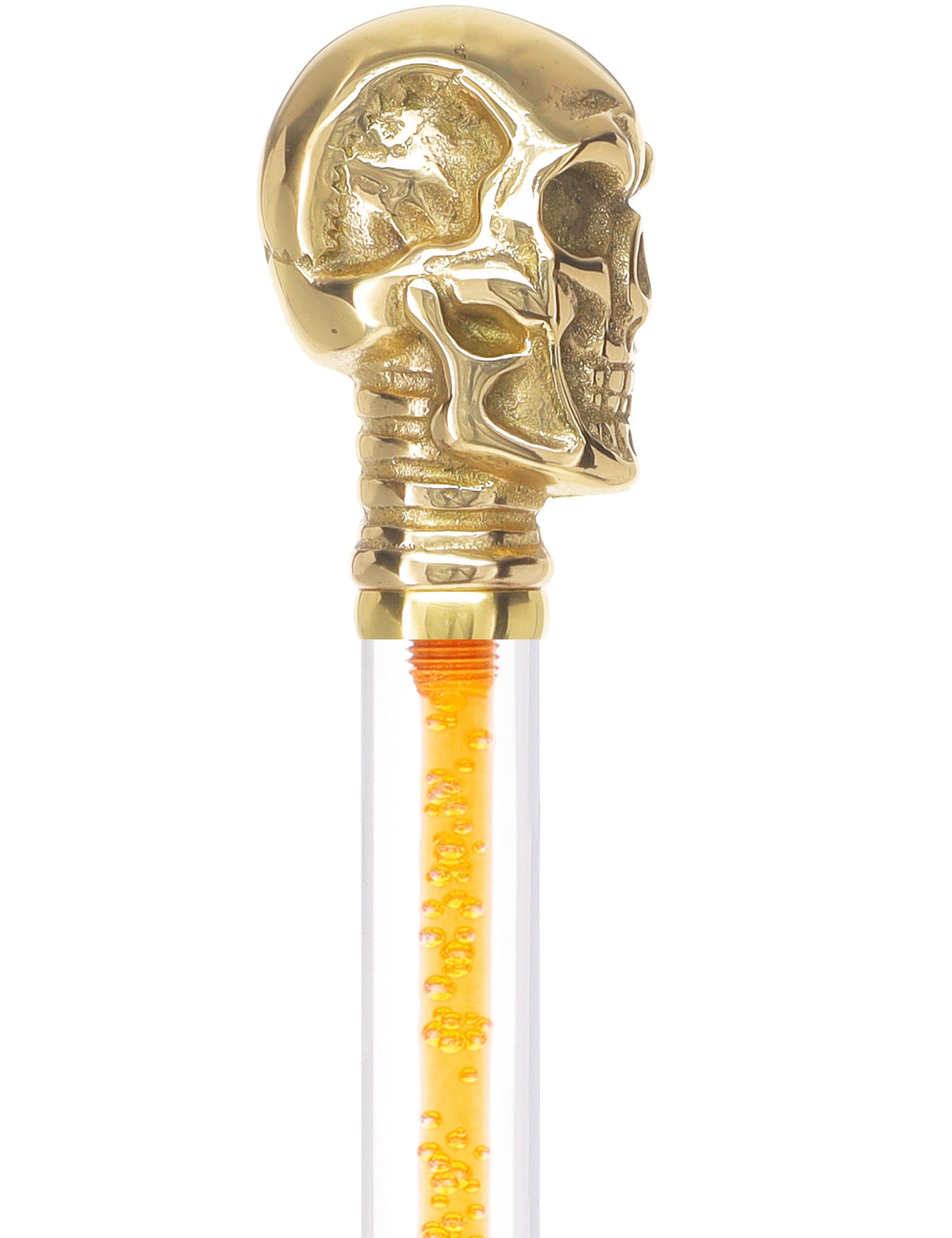 Color Crystal Elegance Brass Skull Cane with Invisible Acrylic Shaft Options Clear Lucite Walking Canes - Tophatter Daily Deals