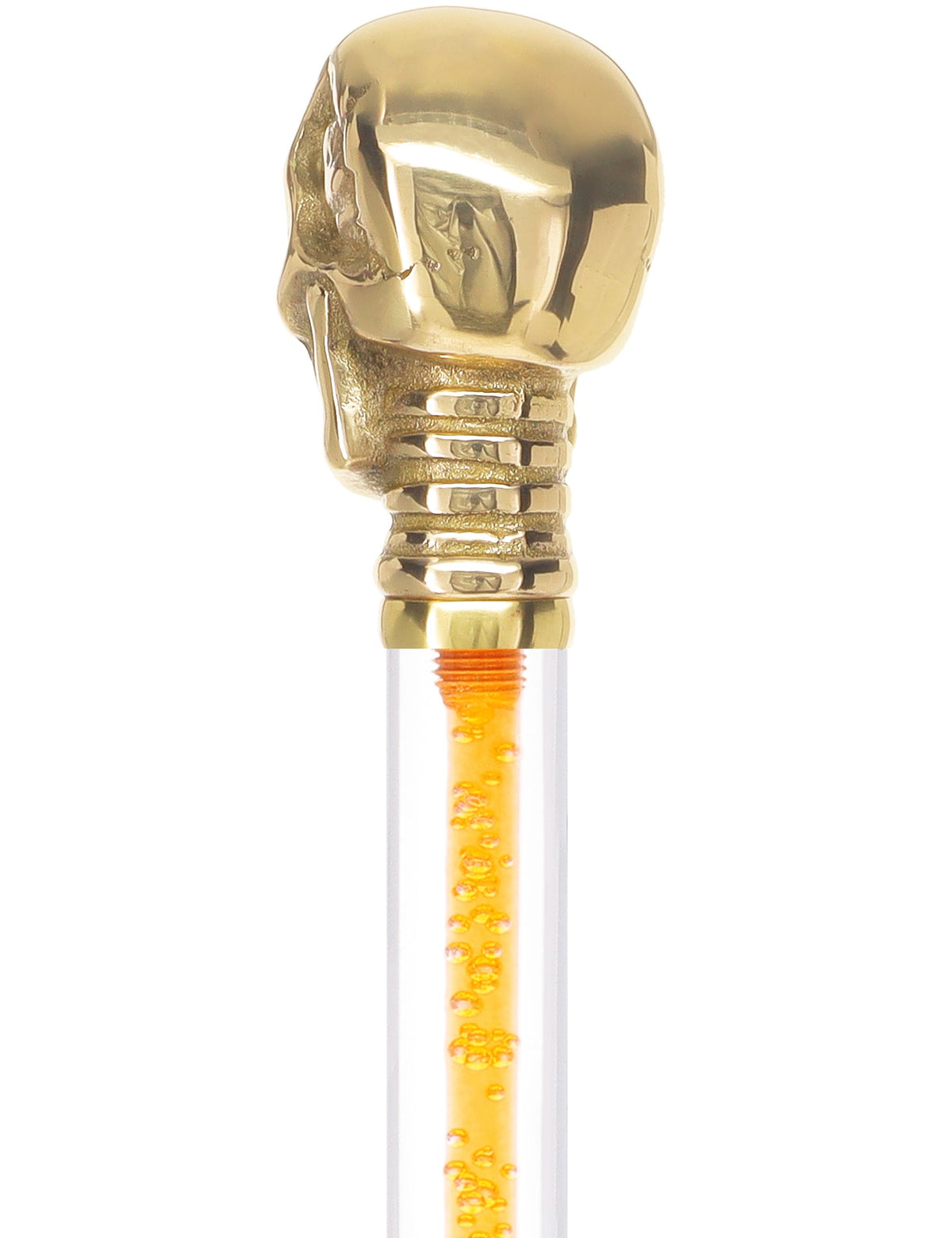 Color Crystal Elegance Brass Skull Cane with Invisible Acrylic Shaft Options Clear Lucite Walking Canes - Tophatter Daily Deals