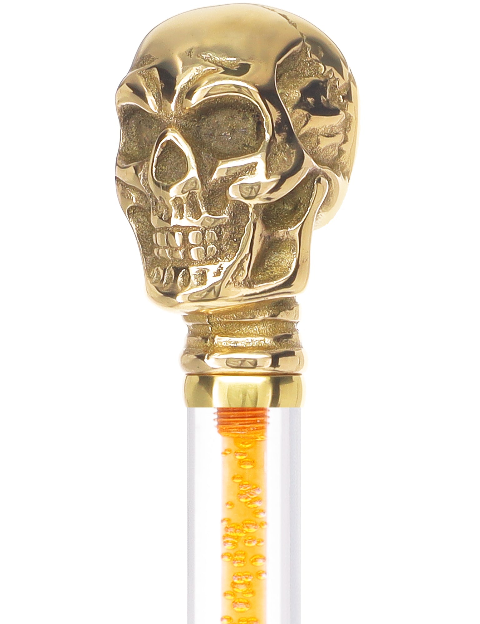 Color Crystal Elegance Brass Skull Cane with Invisible Acrylic Shaft Options Clear Lucite Walking Canes - Tophatter Daily Deals