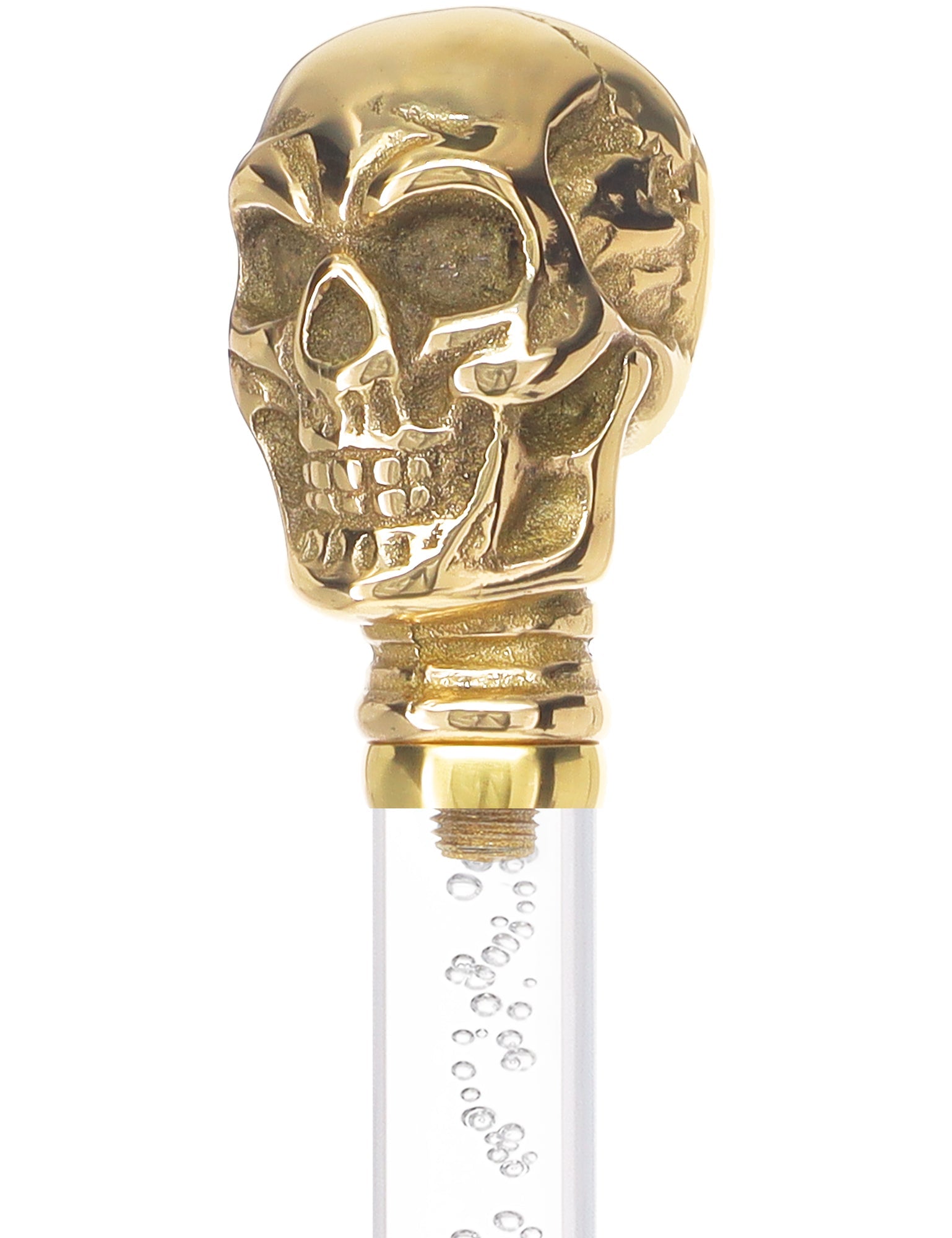 Crystal Elegance Brass Skull Cane with Invisible Acrylic Shaft Options Clear Lucite Walking Canes - Tophatter Daily Deals