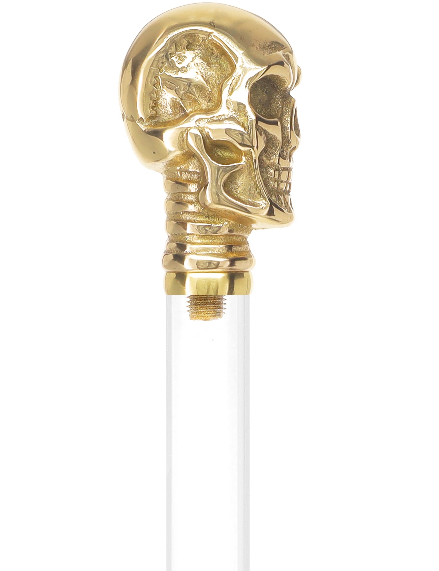 Crystal Elegance Brass Skull Cane with Invisible Acrylic Shaft Options Clear Lucite Walking Canes - Tophatter Daily Deals