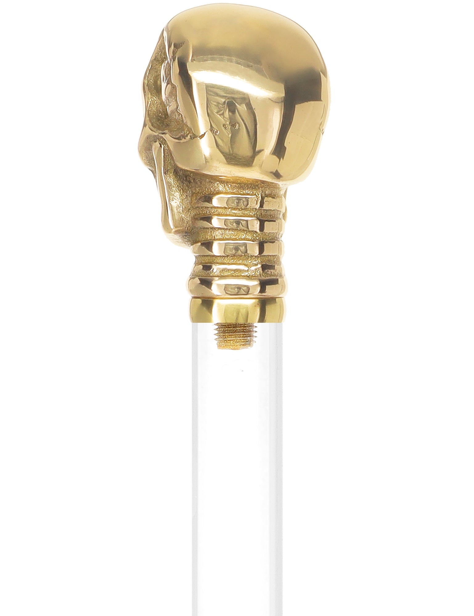Crystal Elegance Brass Skull Cane with Invisible Acrylic Shaft Options Clear Lucite Walking Canes - Tophatter Daily Deals