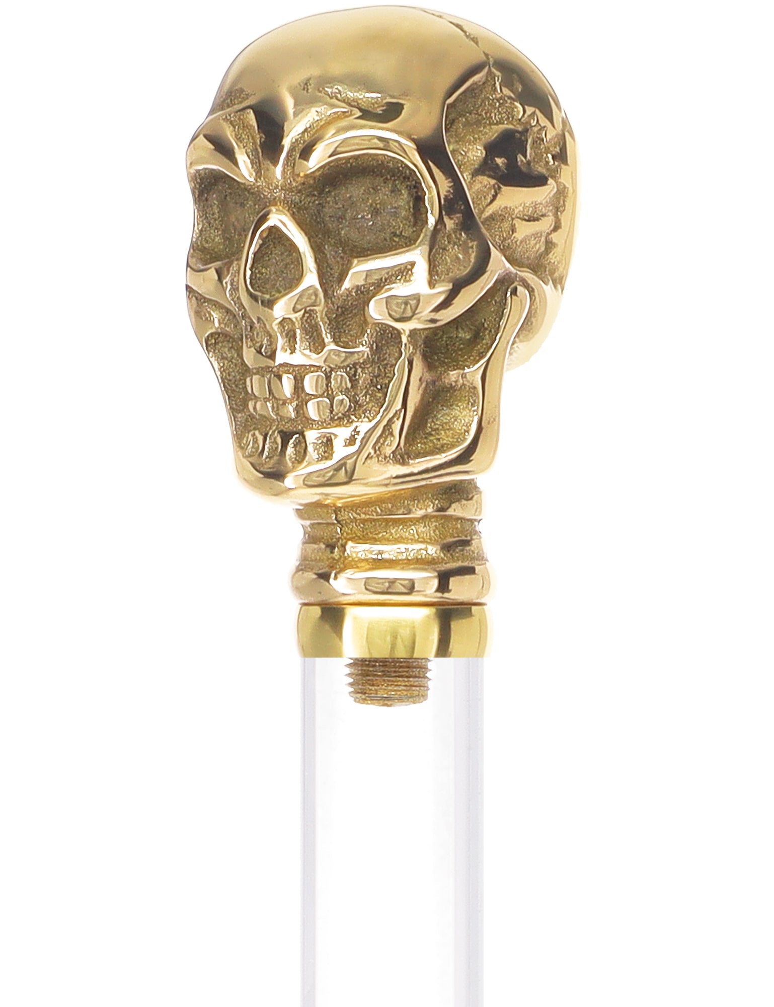 Crystal Elegance Brass Skull Cane with Invisible Acrylic Shaft Options Clear Lucite Walking Canes - Tophatter Daily Deals