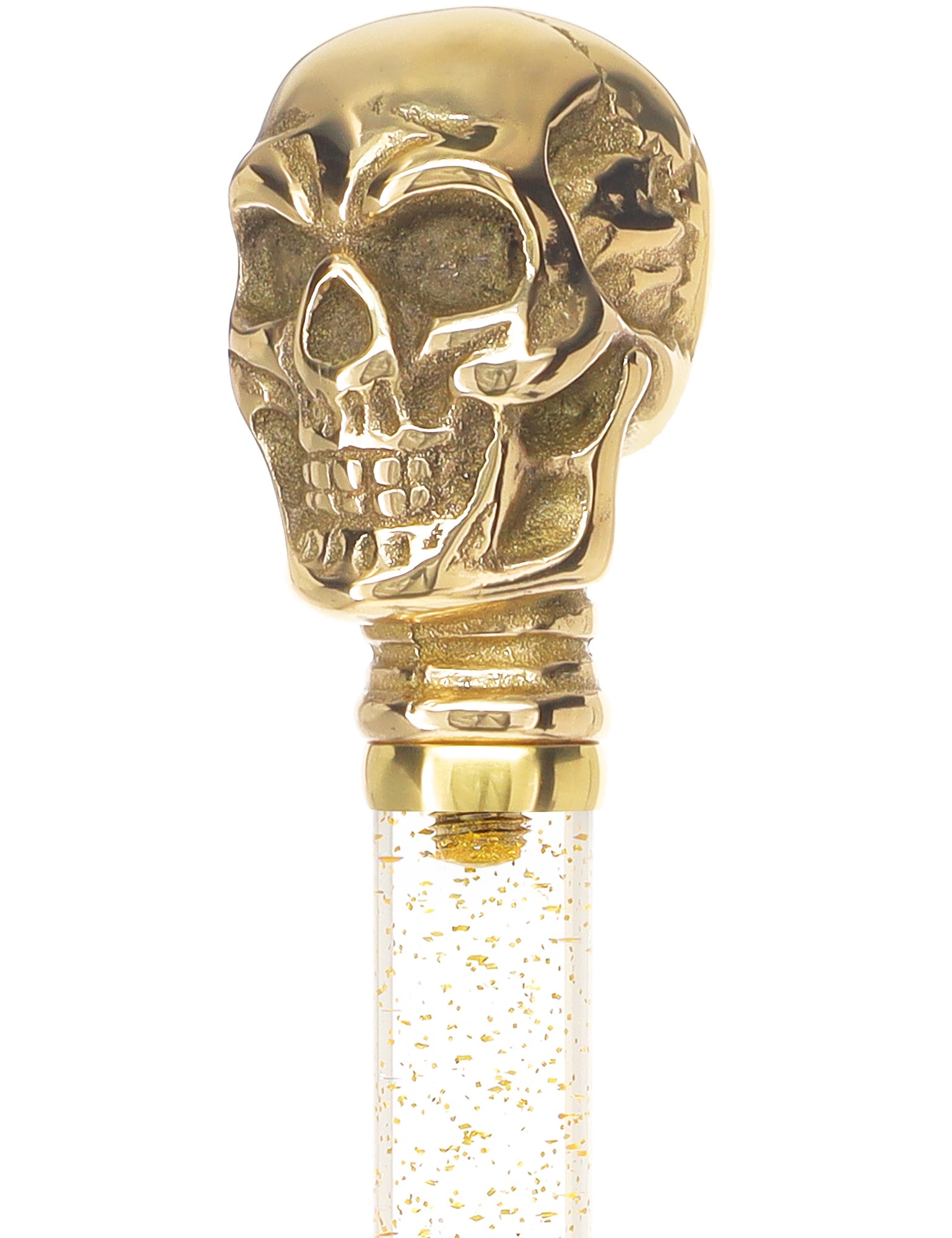 Crystal Elegance Brass Skull Cane with Invisible Acrylic Shaft Options Clear Lucite Walking Canes - Tophatter Daily Deals