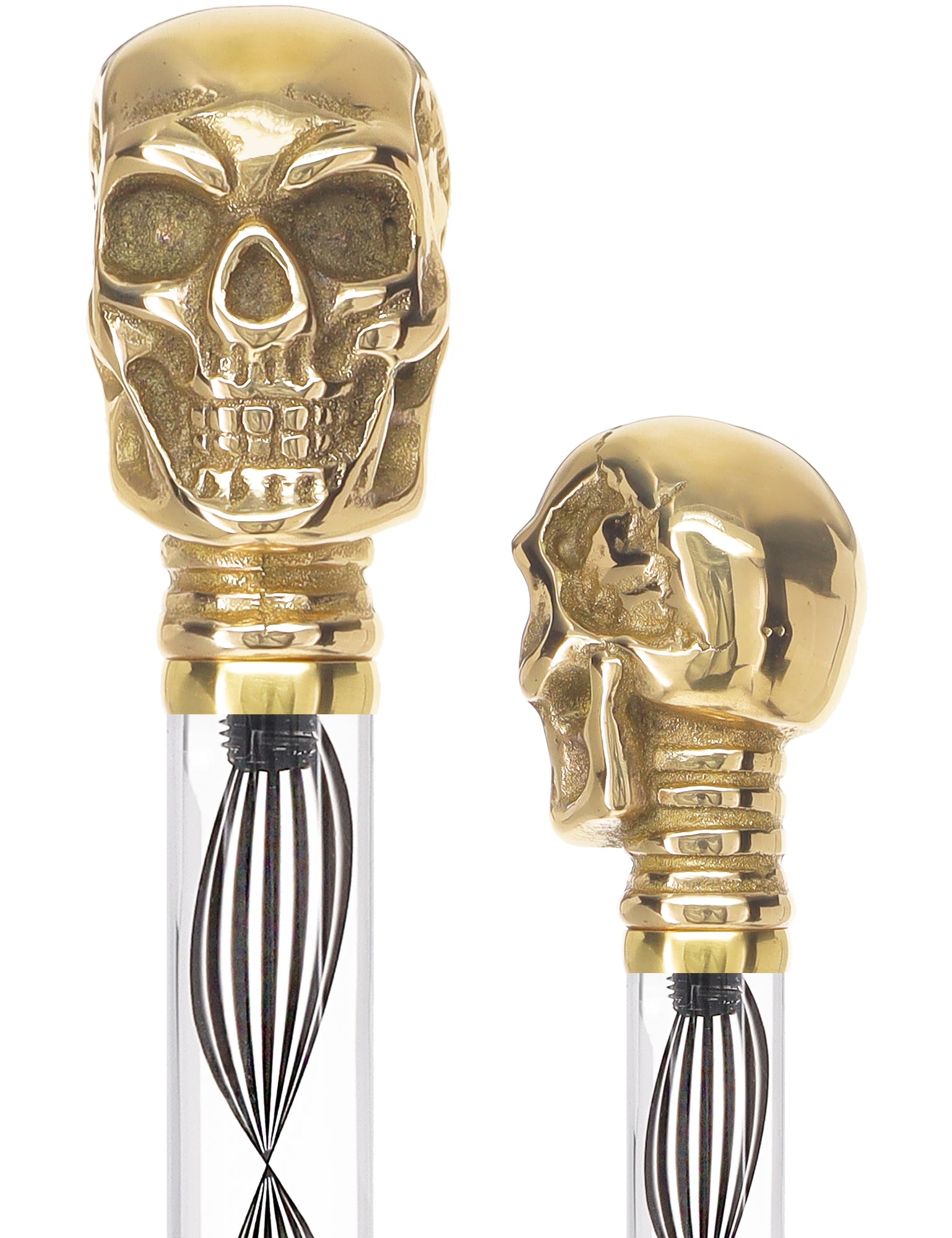 Crystal Elegance Brass Skull Cane with Invisible Acrylic Shaft Options Clear Lucite Walking Canes - Tophatter Daily Deals